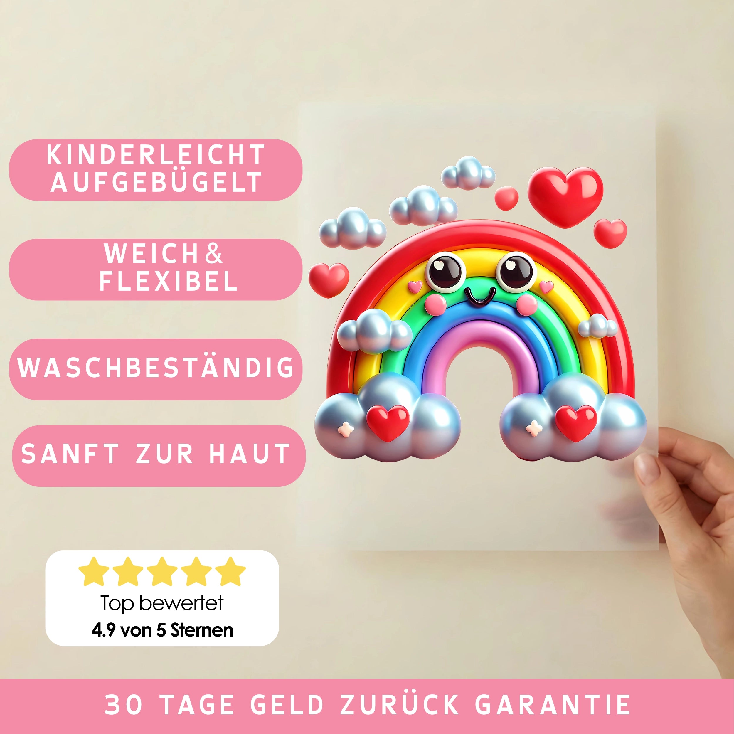 Bügelbild Regenbogen 3D