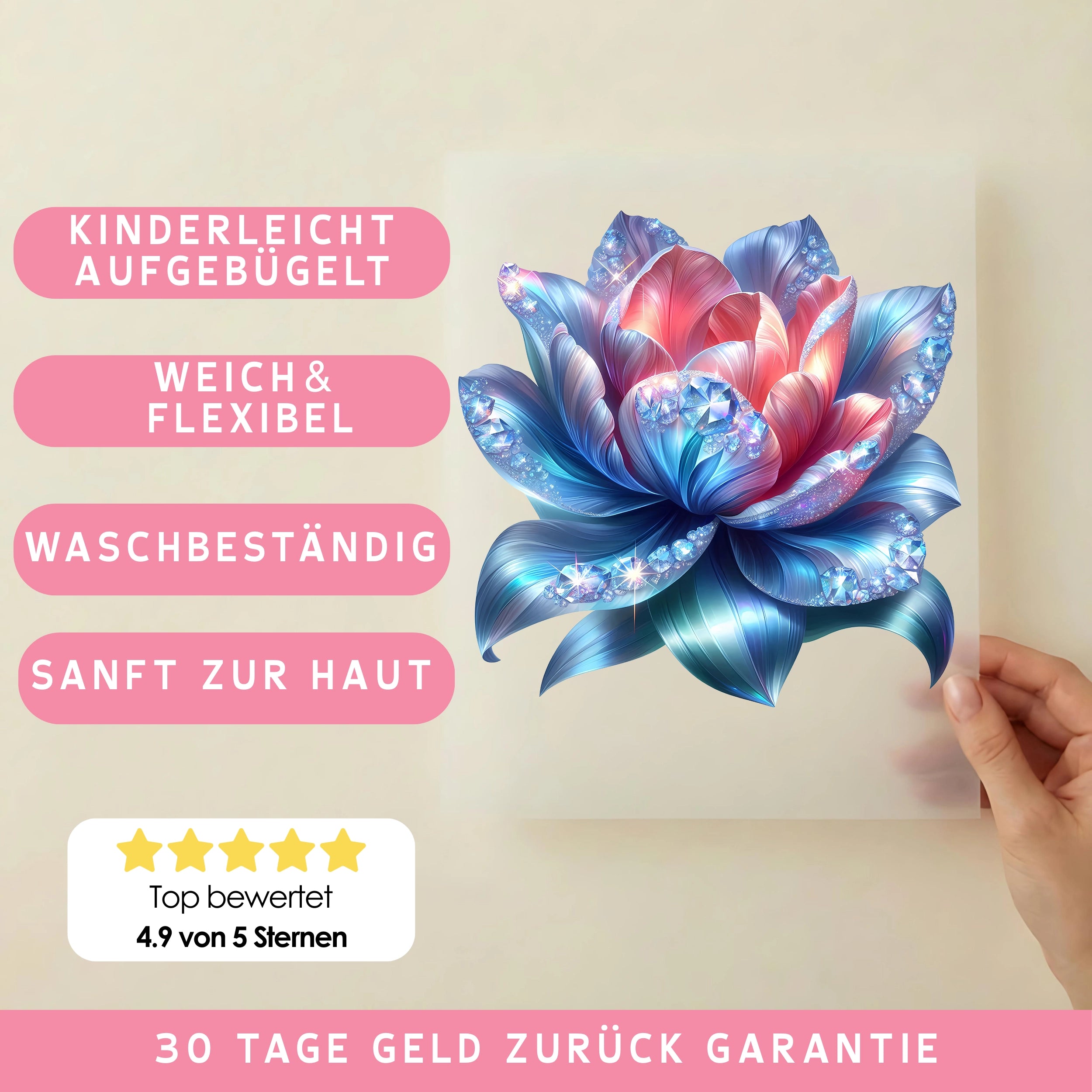 Bügelbild Kristall Lotusblume