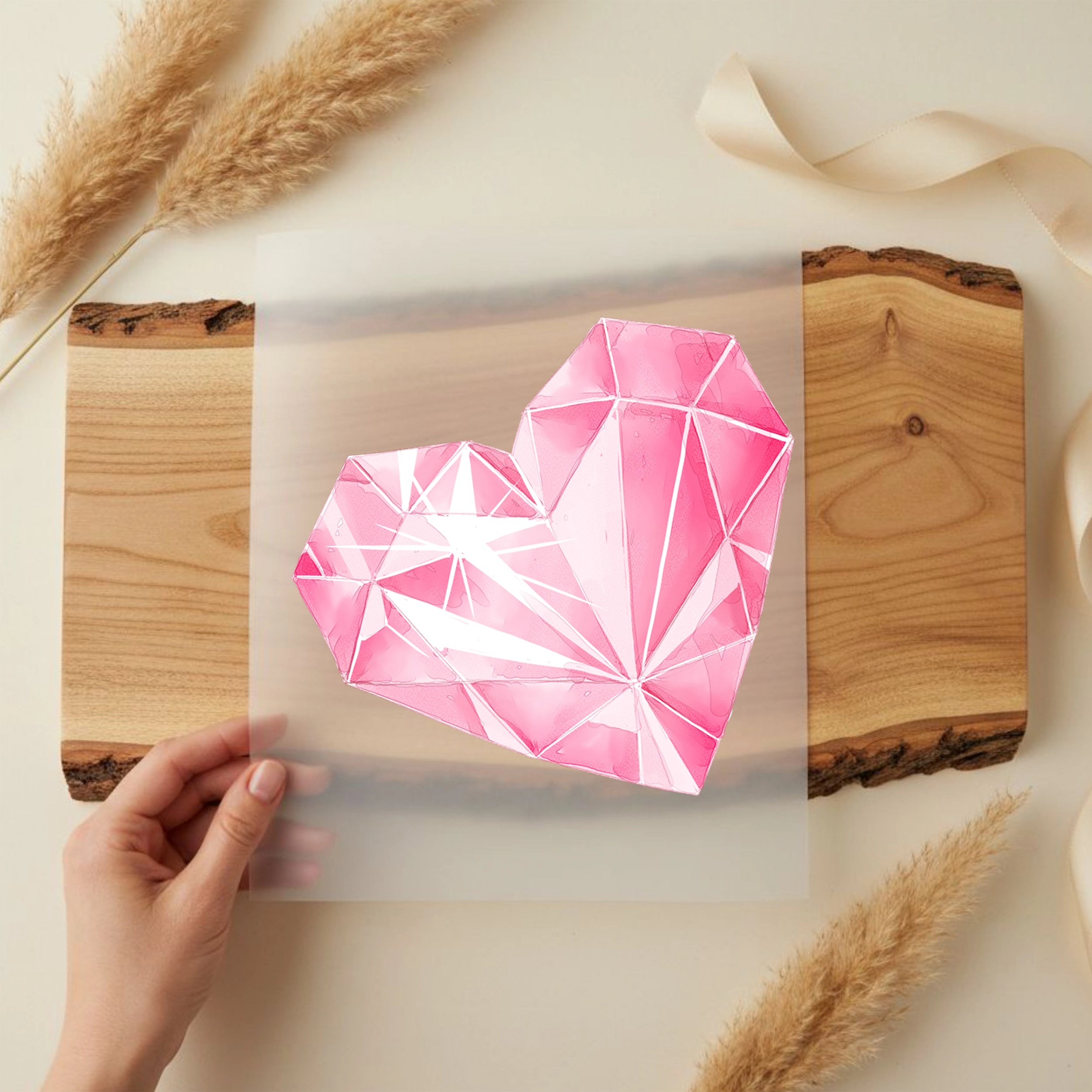 Bügelbild Diamant Herz Pink