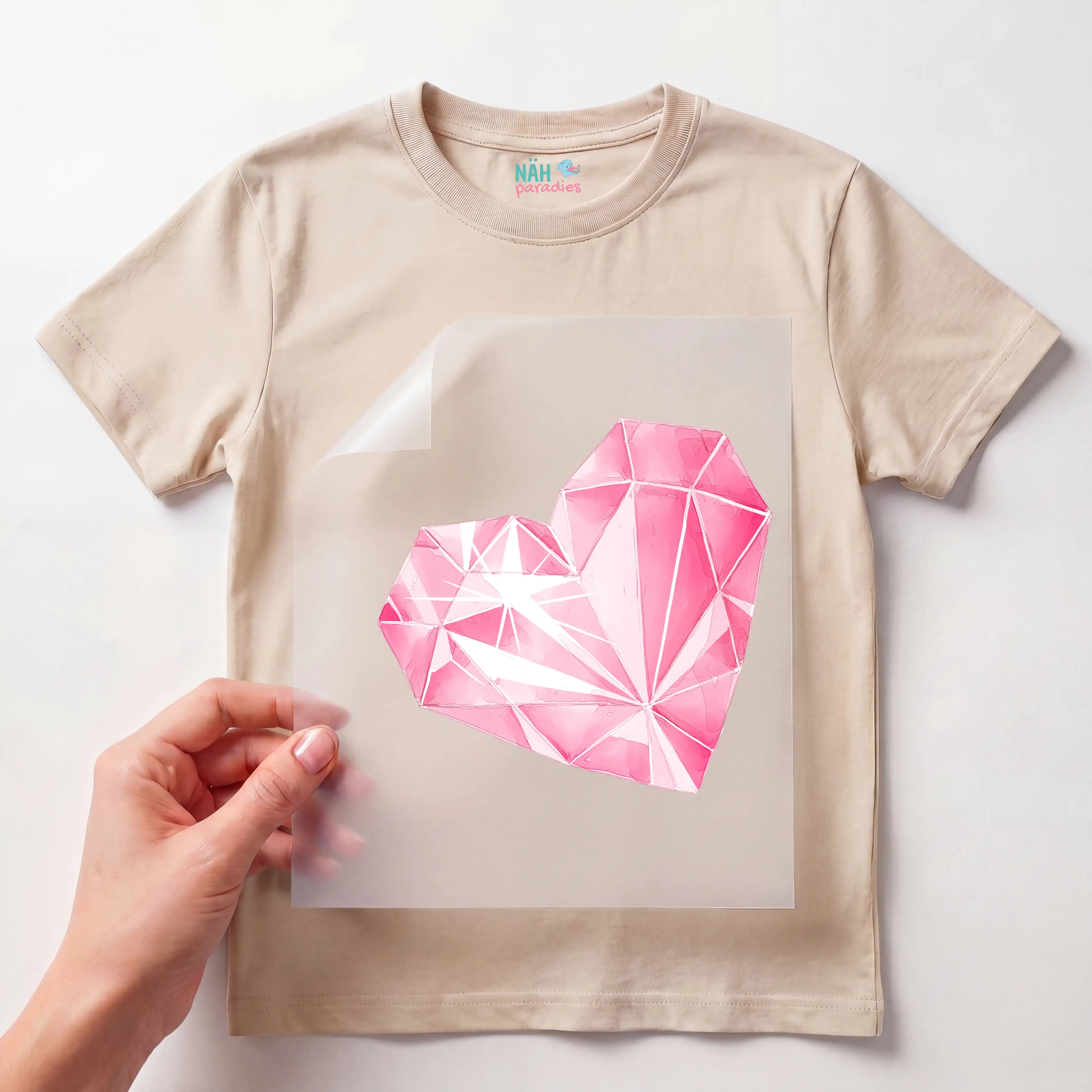 Bügelbild Diamant Herz Pink