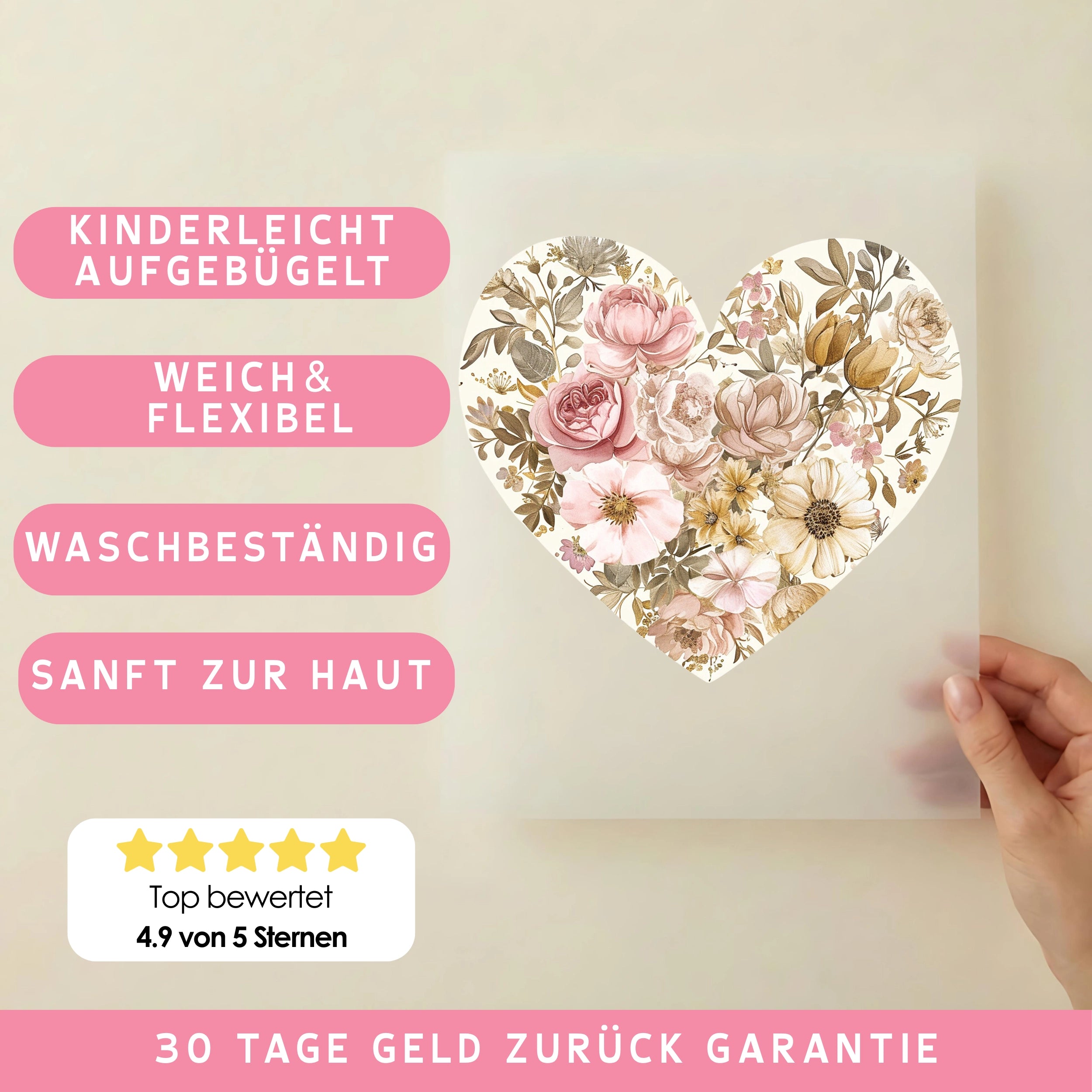 Bügelbild Herz Antikes Amore