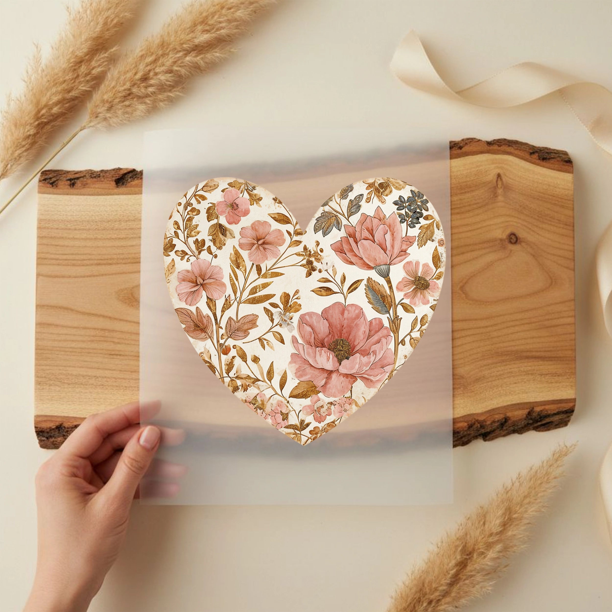 Bügelbild Herz Florale Nostalgie