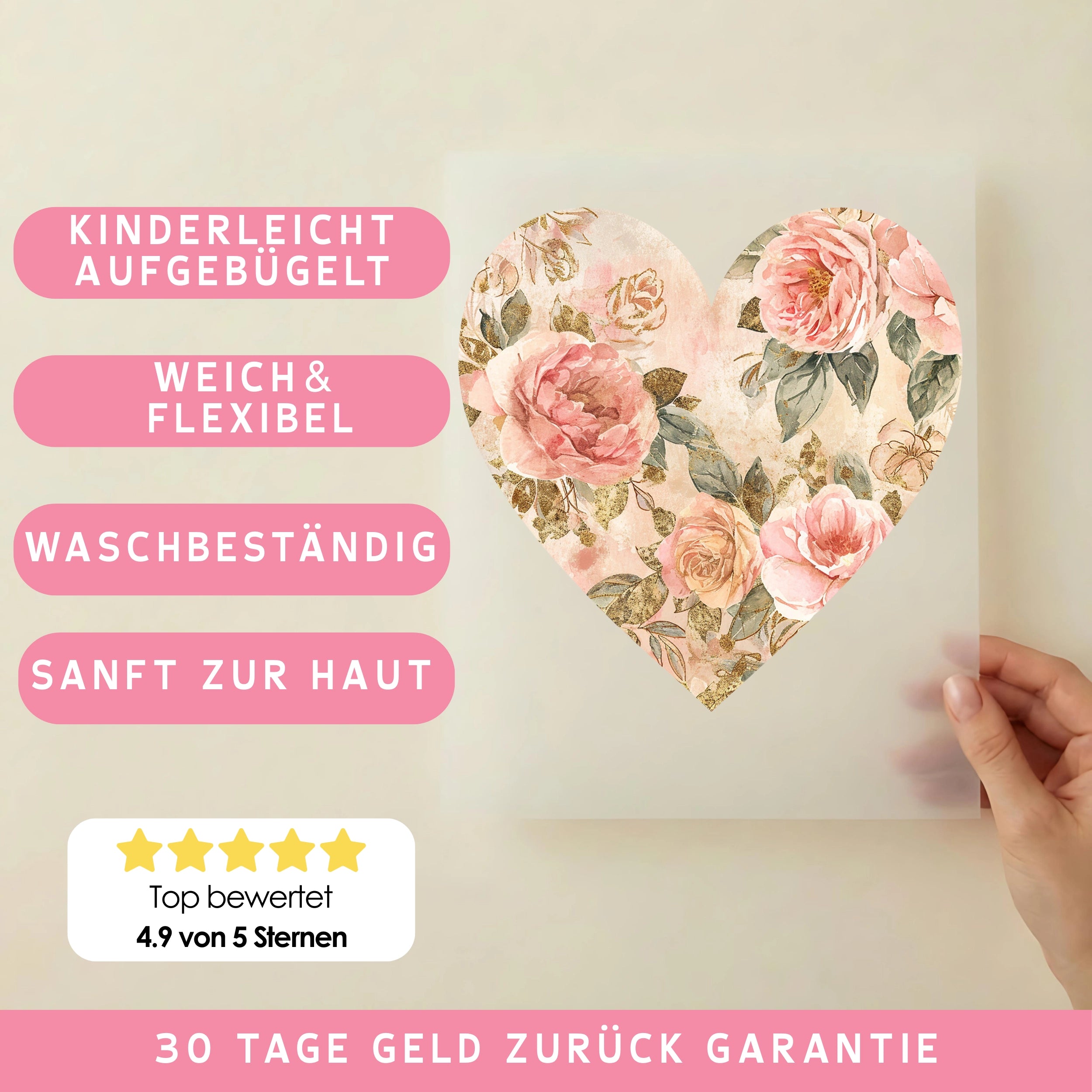 Bügelbild Herzensblüten