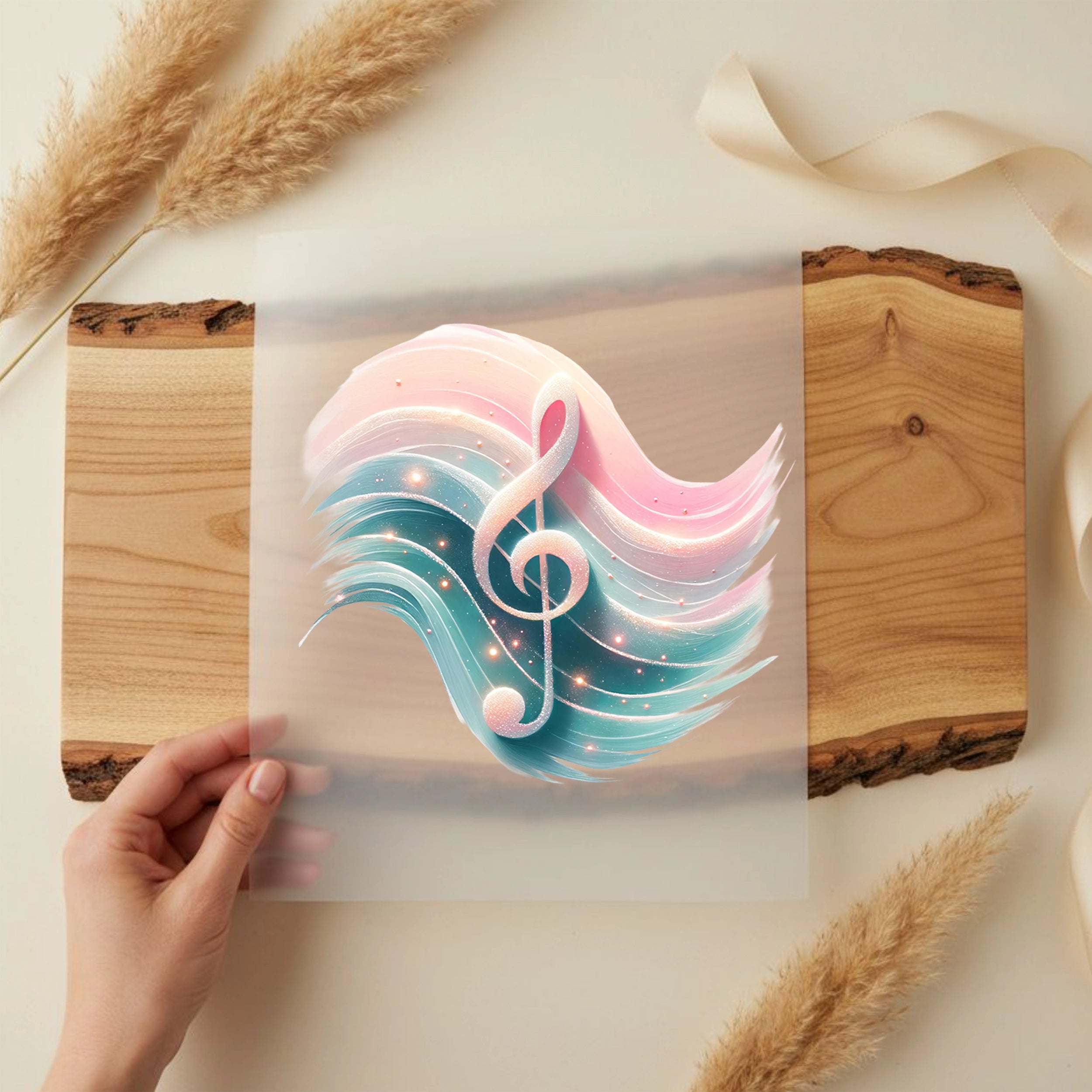 Bügelbild Pastell Notenschlüssel