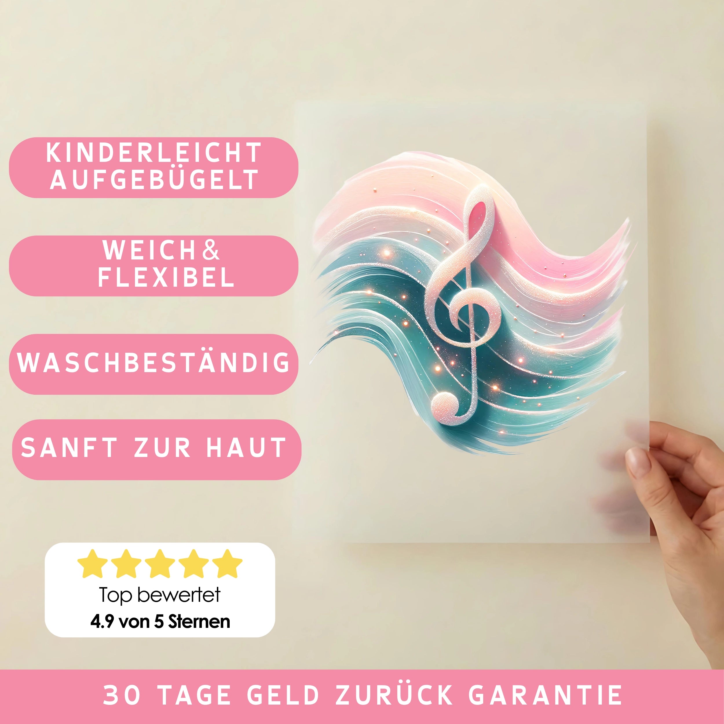Bügelbild Pastell Notenschlüssel