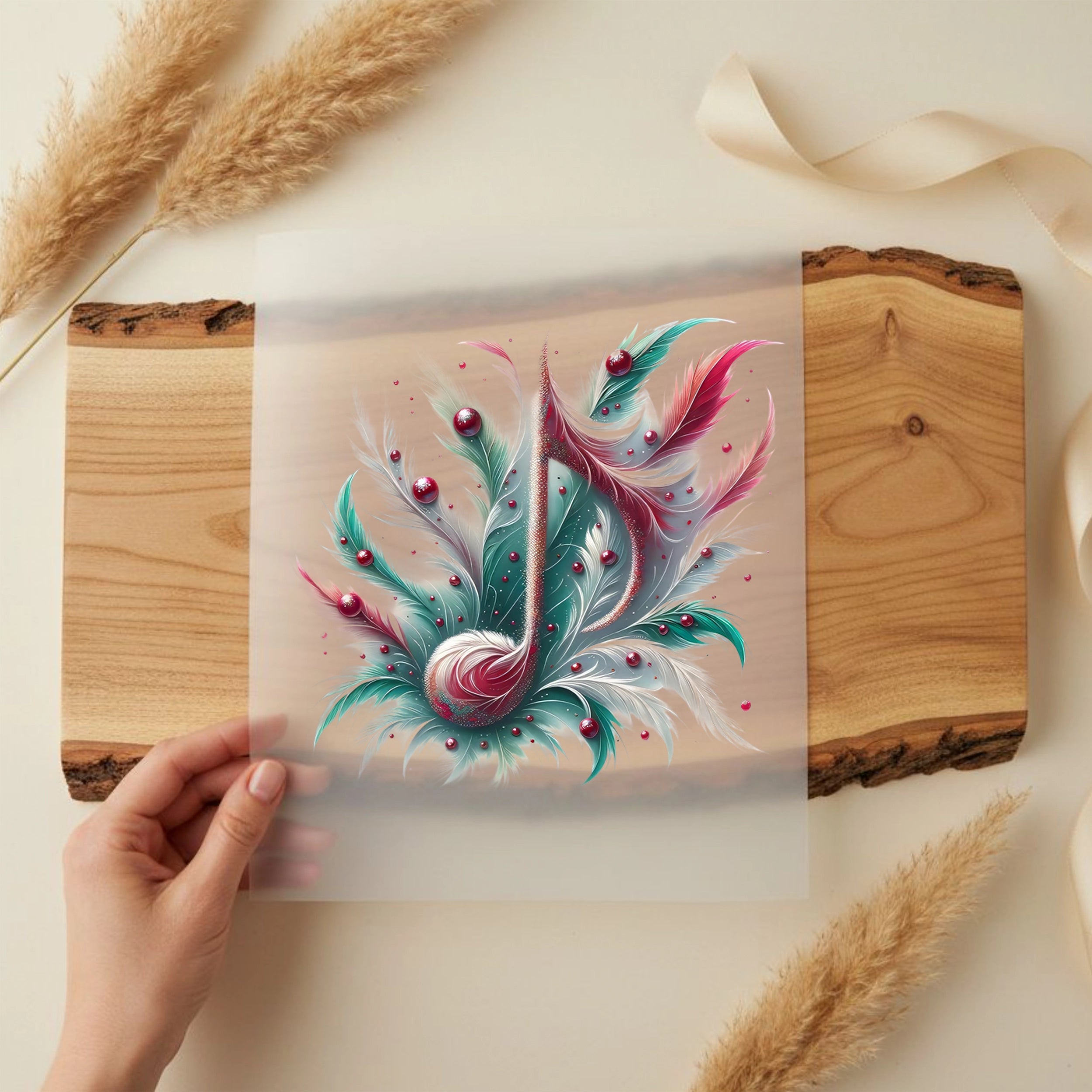 Bügelbild Melodische Feder