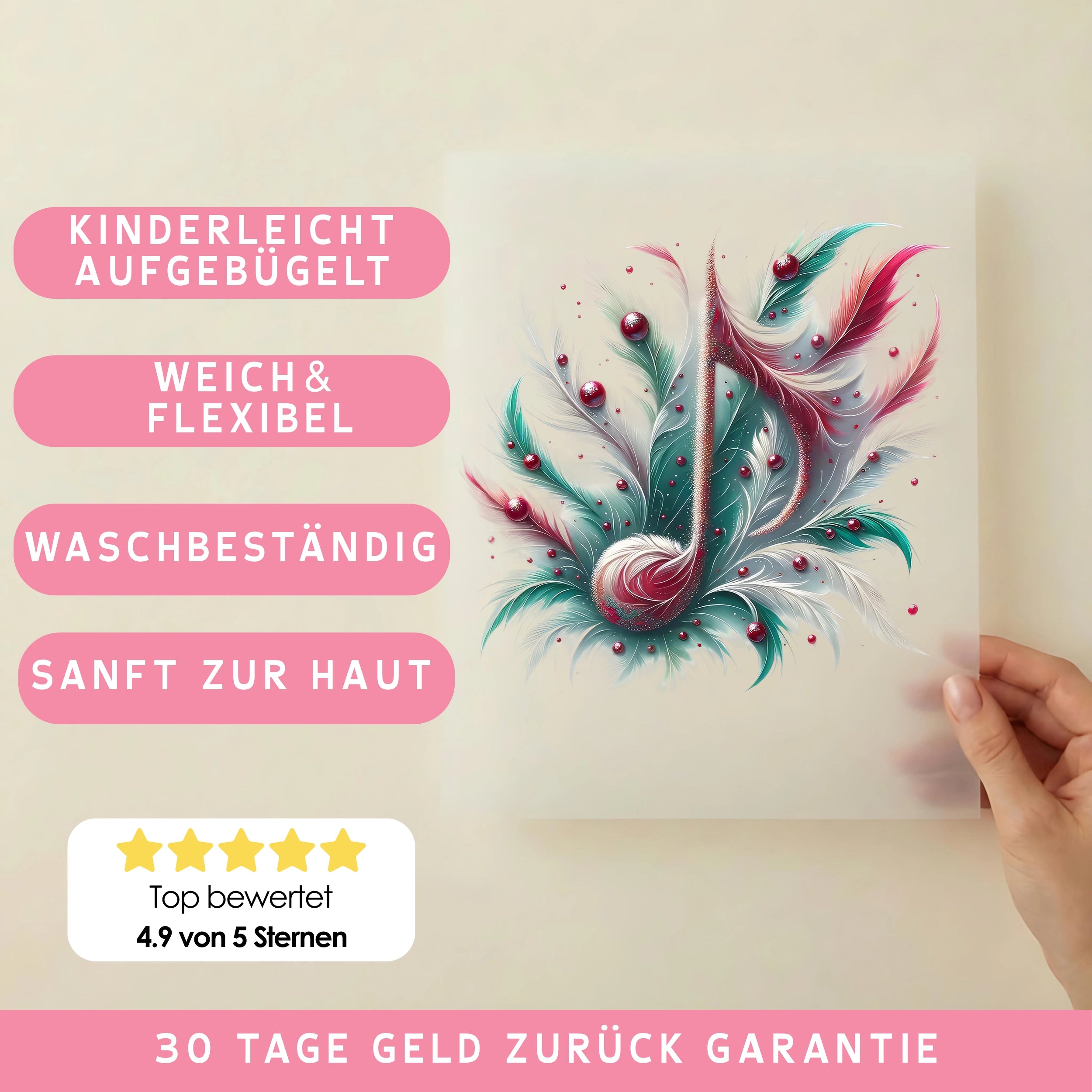 Bügelbild Melodische Feder