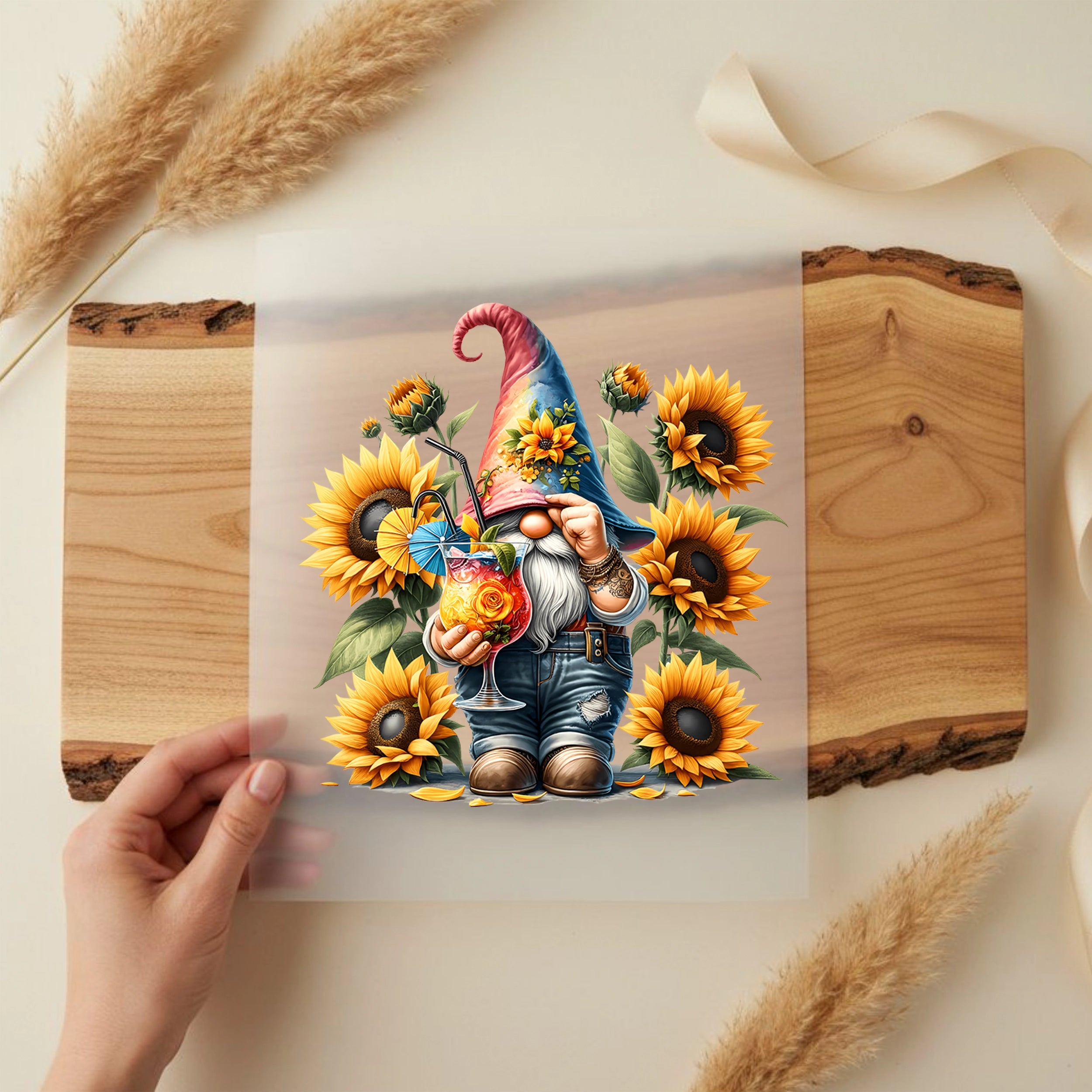 Bügelbild Wichtel Pepe Sonnenschlürfer