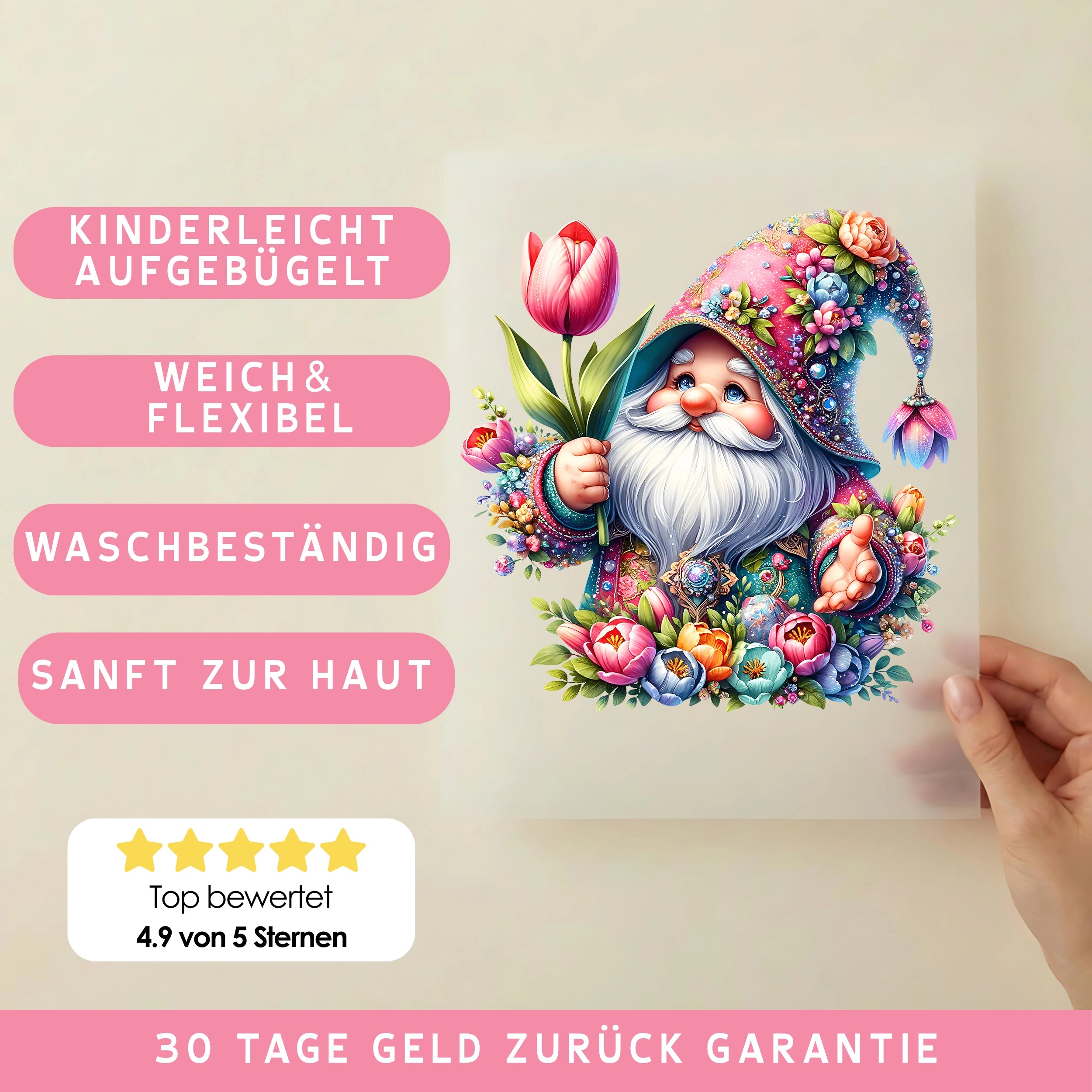 Bügelbild Märchenwichtel Blütenmagie