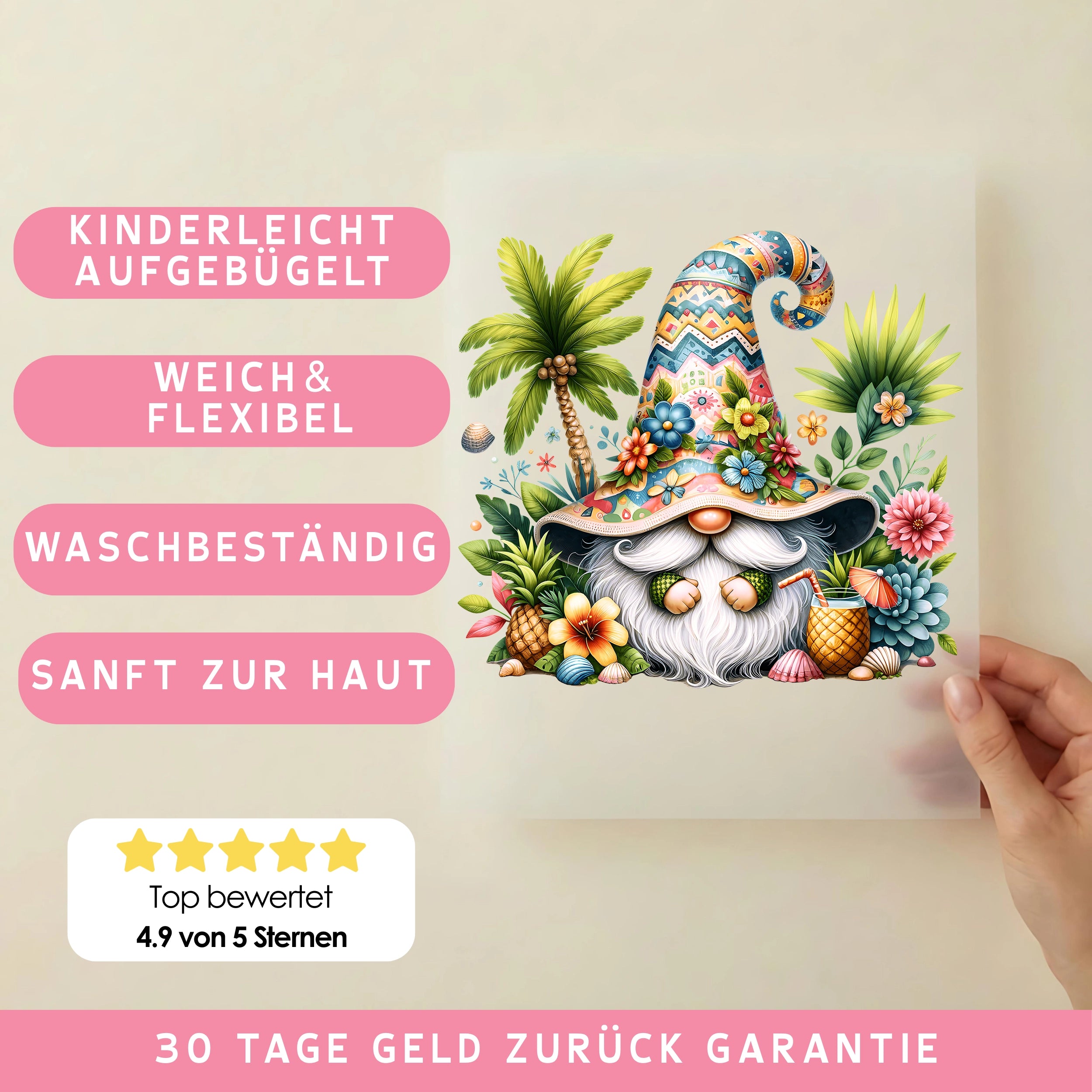 Bügelbild Sommerwichtel Blütenparty