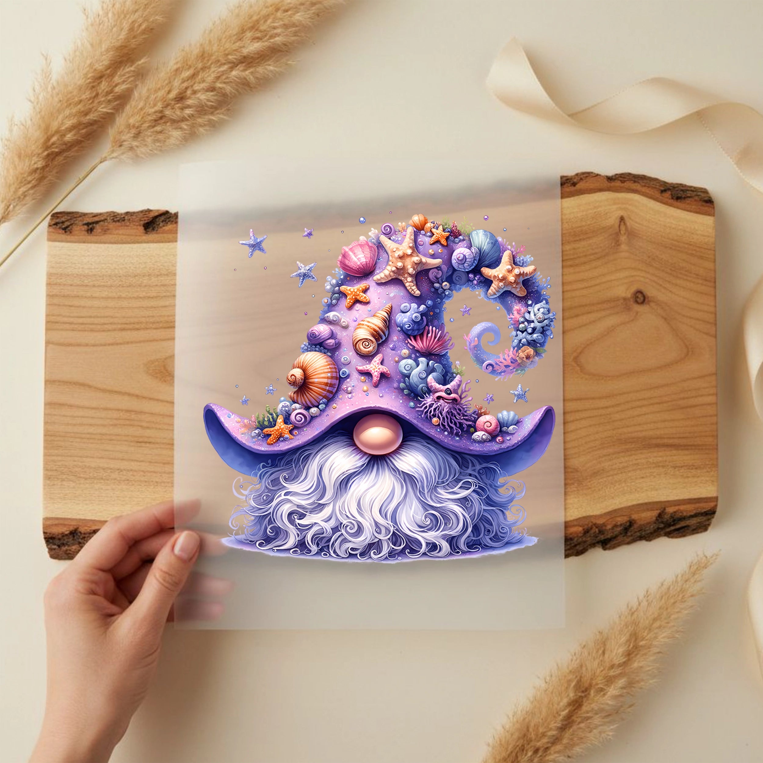 Bügelbild Lila Muschelmagie Wichtel