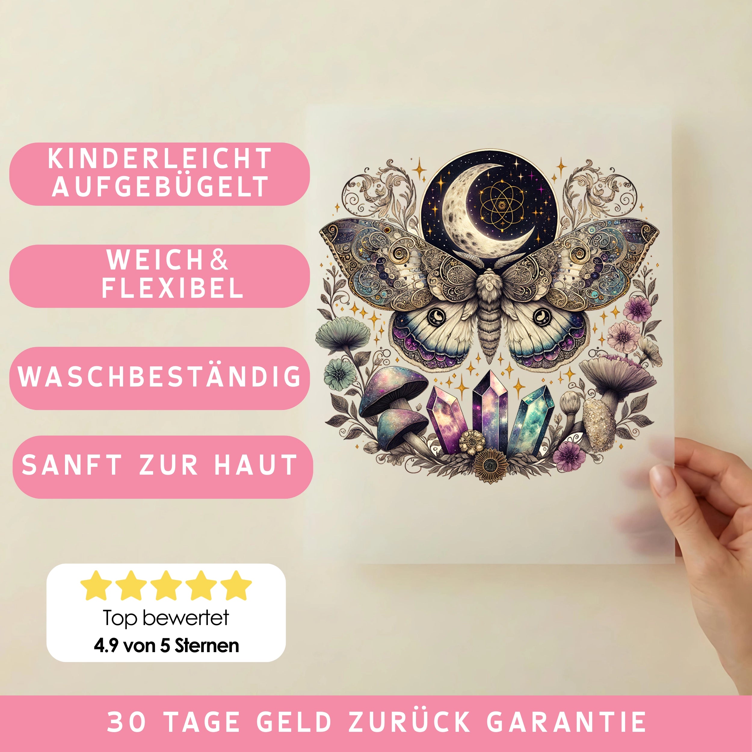 Bügelbild Magischer Mottenzauber