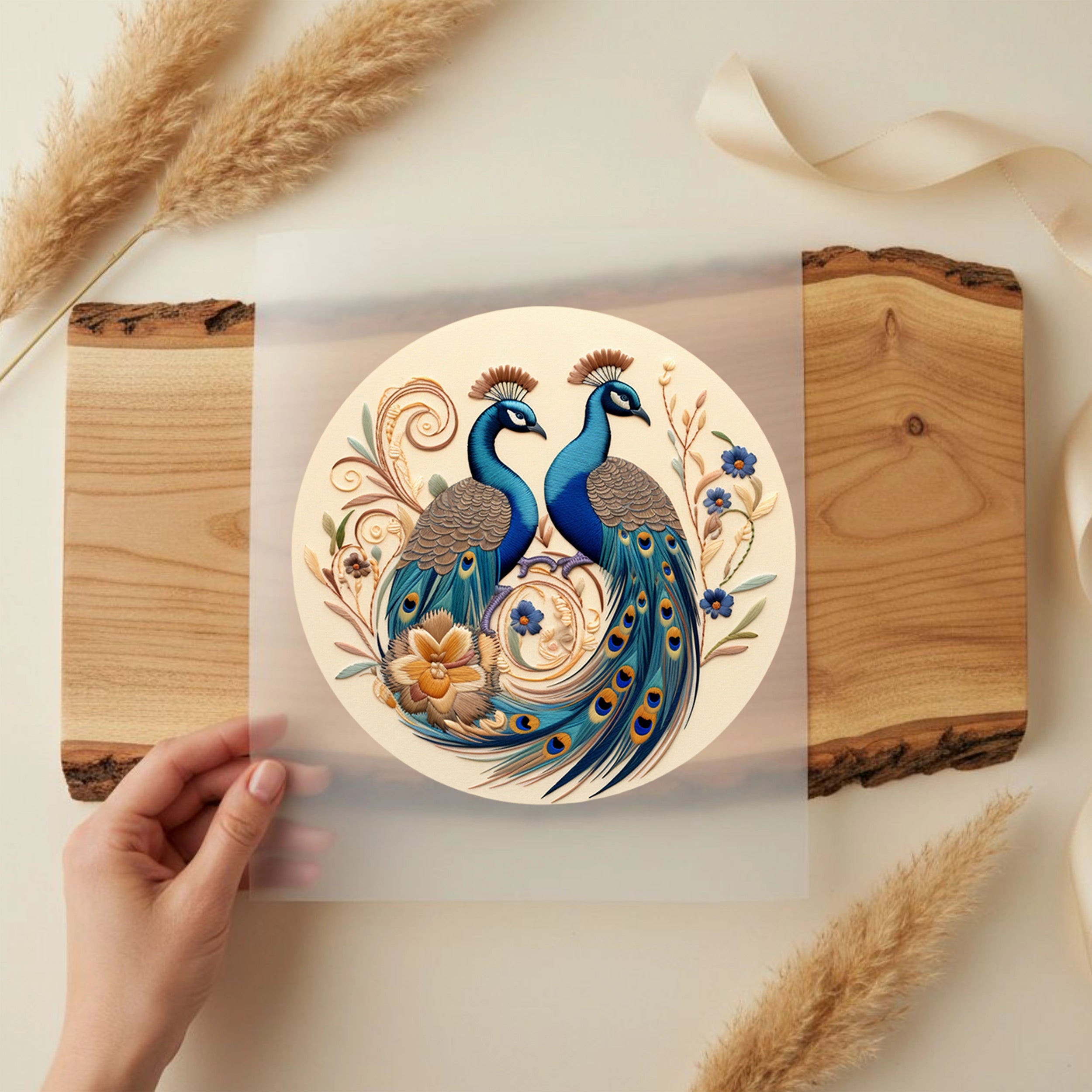 Bügelbild Pfauen Stickerei