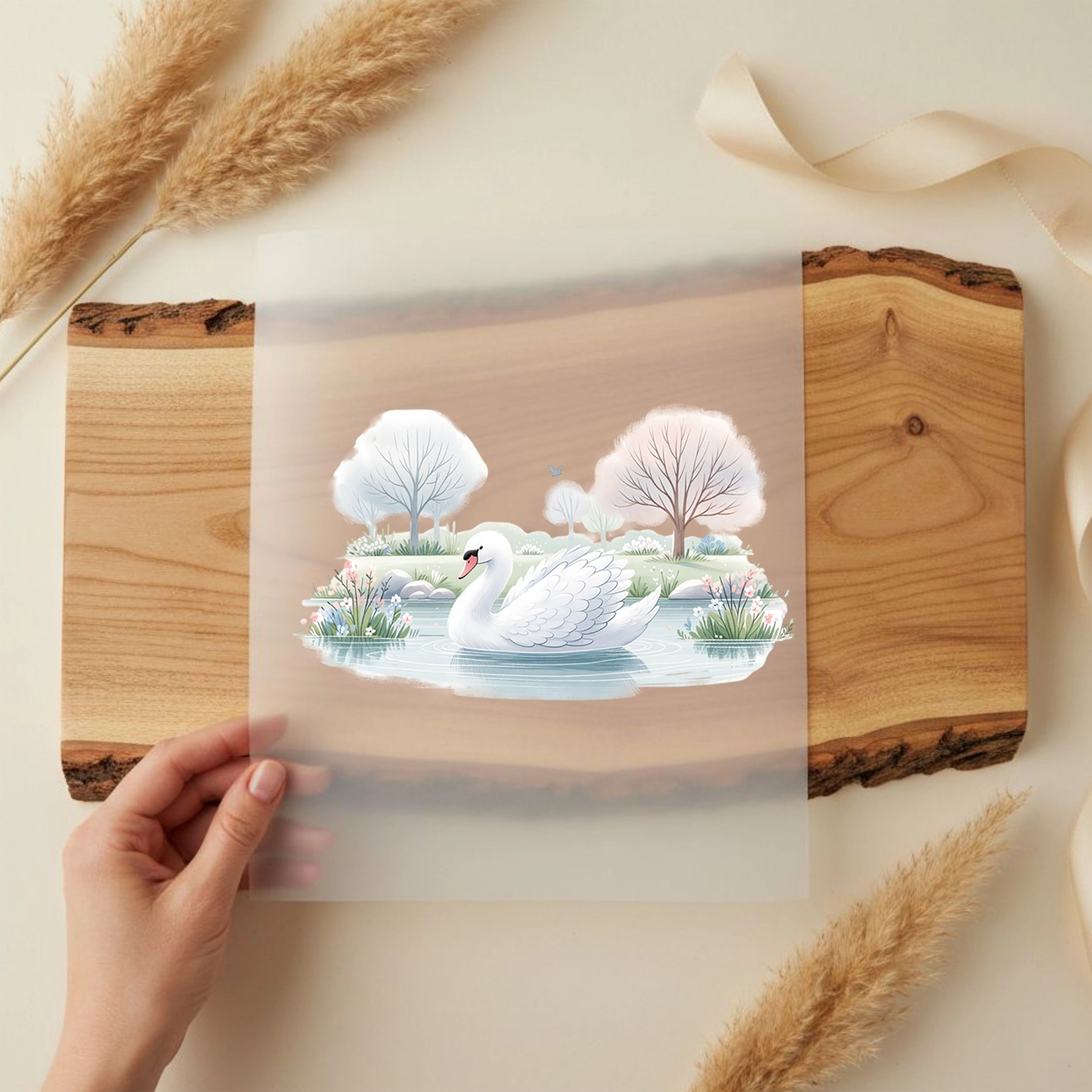 Bügelbild Weißer Schwanensee