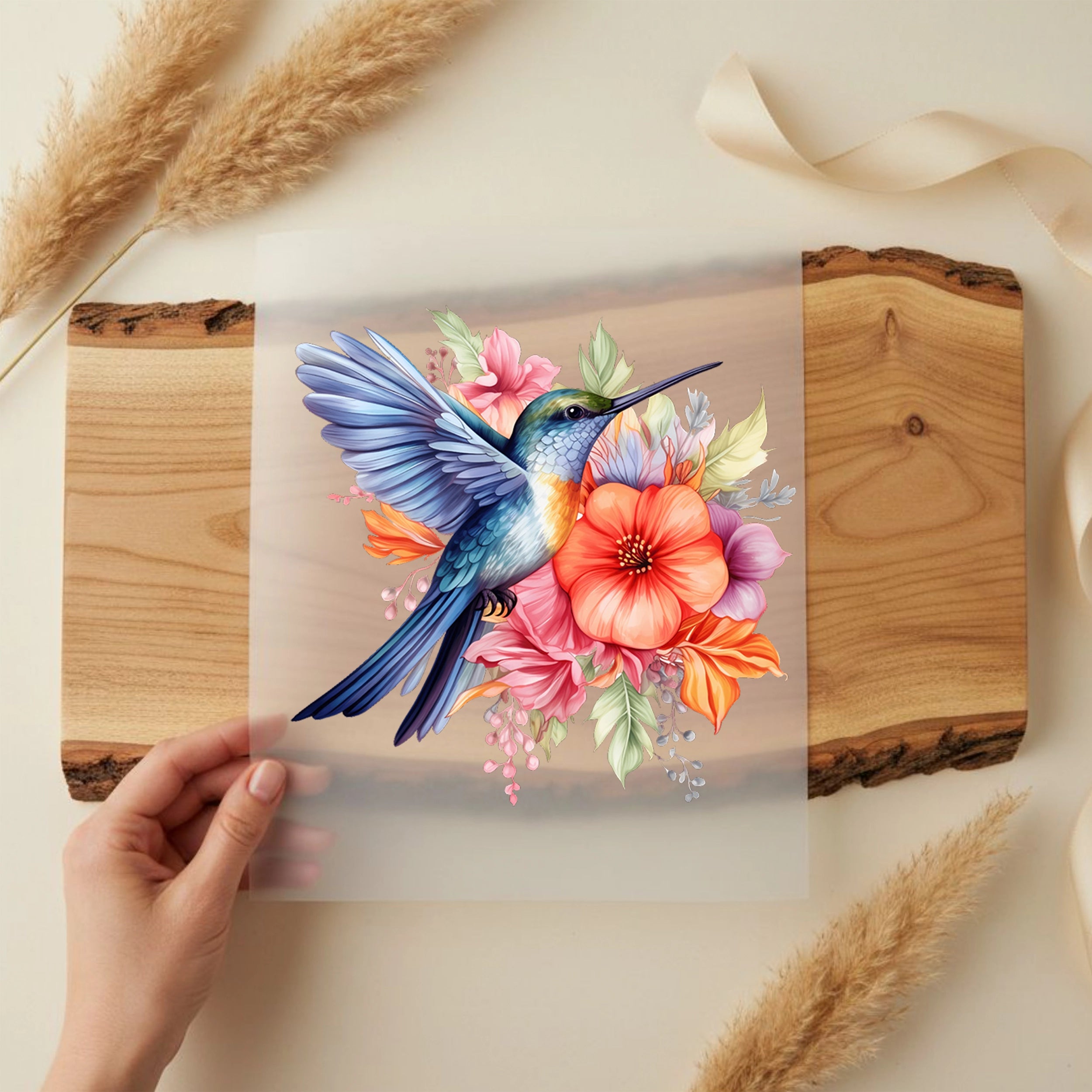 Bügelbild Kolibri Bluetenpracht