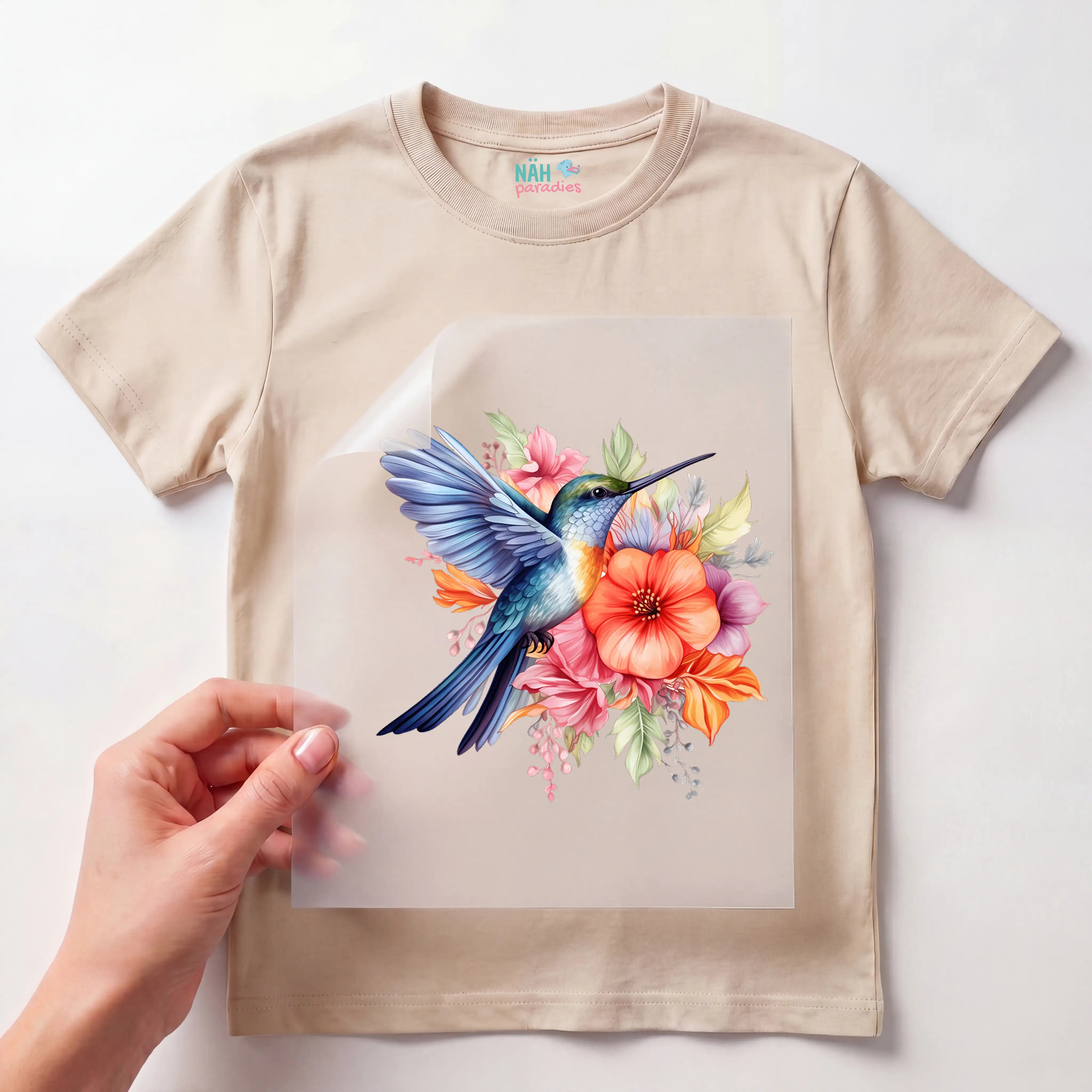 Bügelbild Kolibri Bluetenpracht