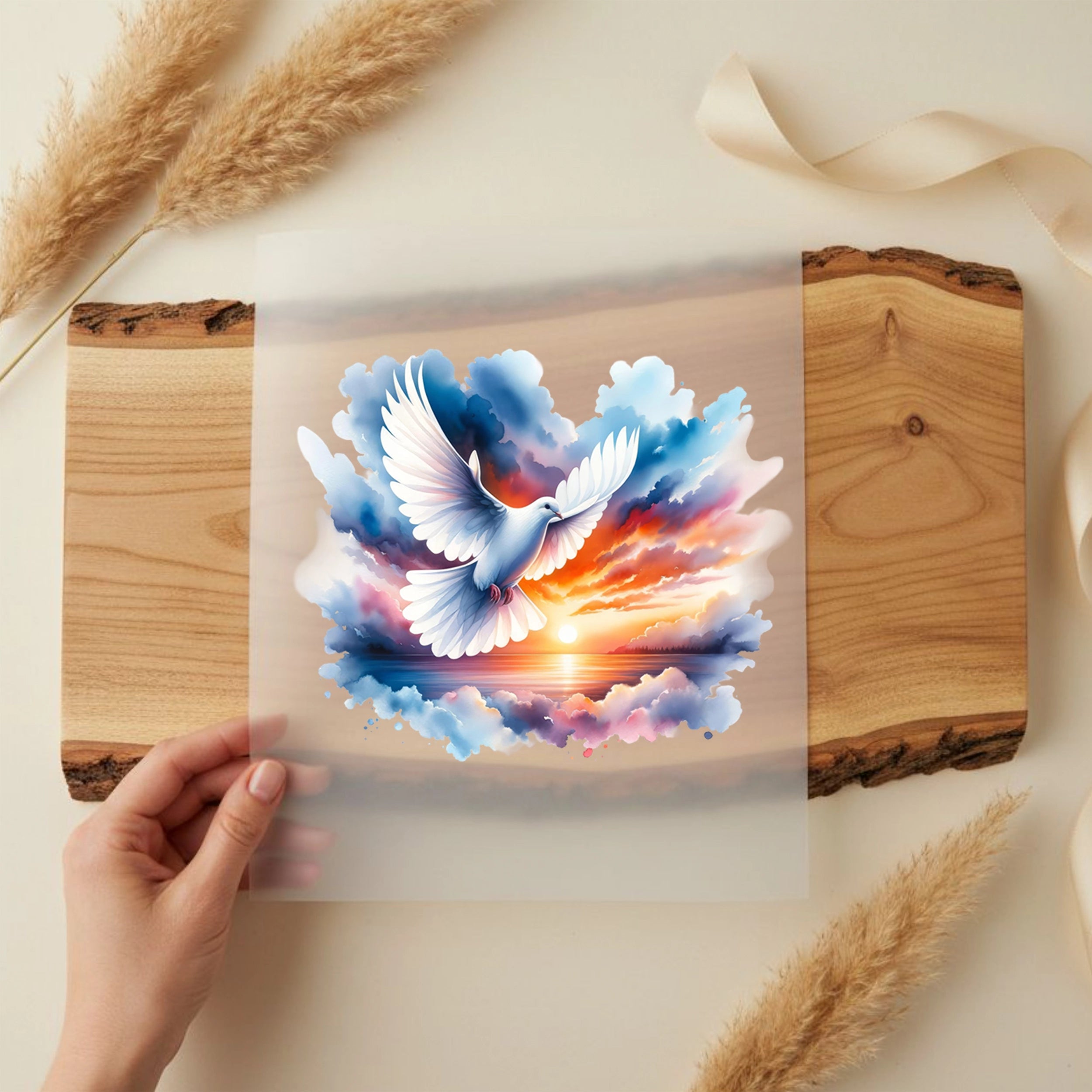 Bügelbild Taube Sonnenaufgang der Hoffnung