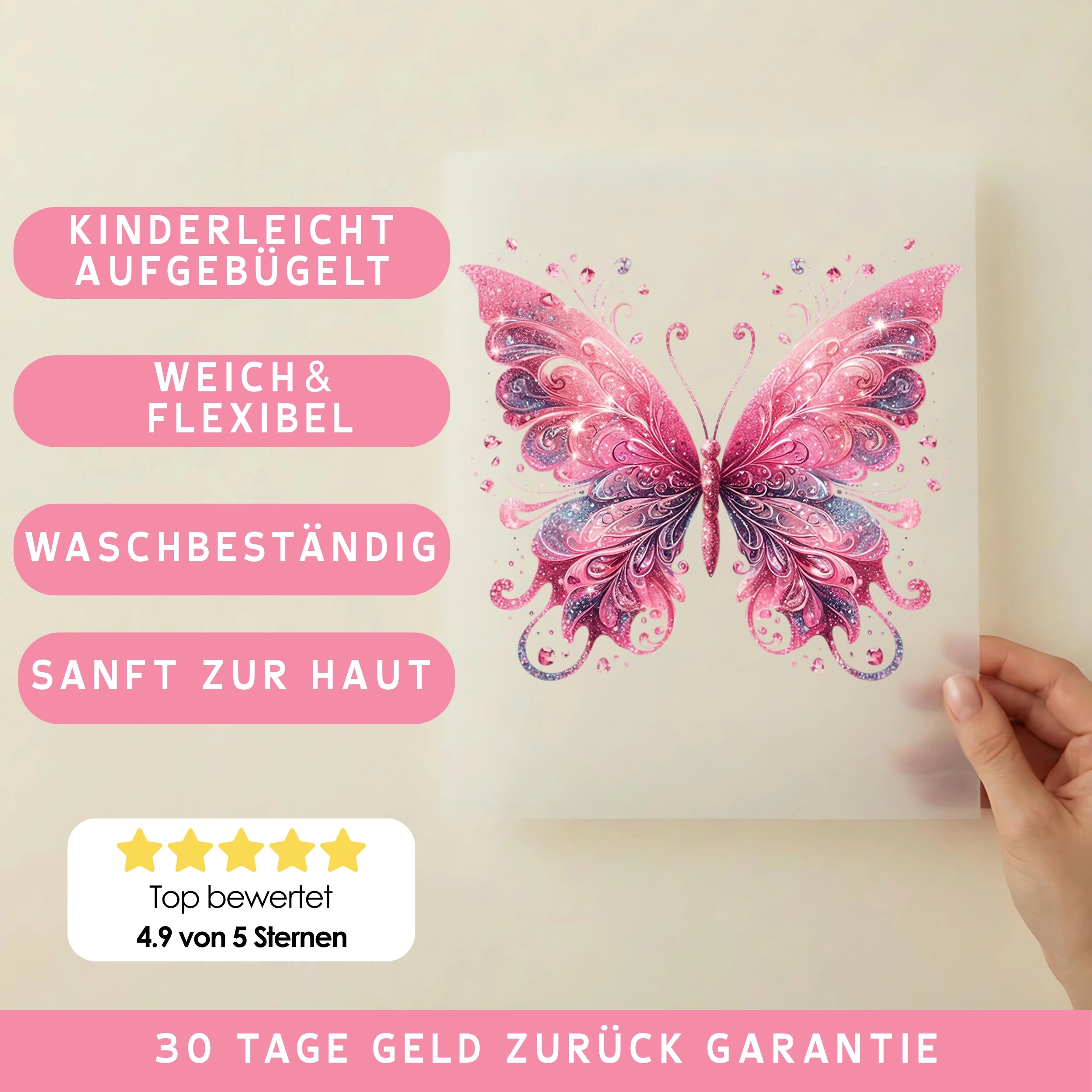 Bügelbild Schmetterling Pinkzauber