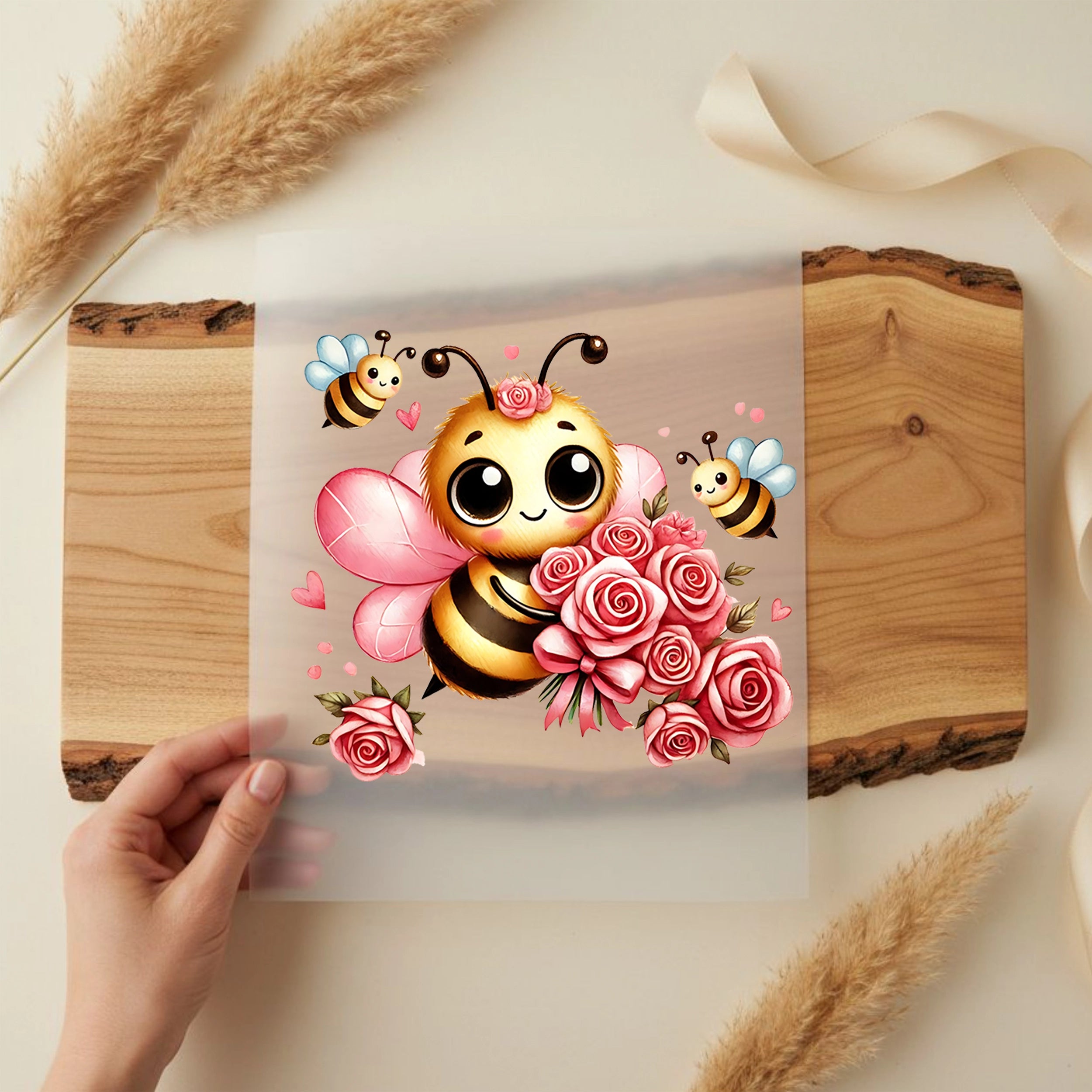 Bügelbild Süße Rosen Biene