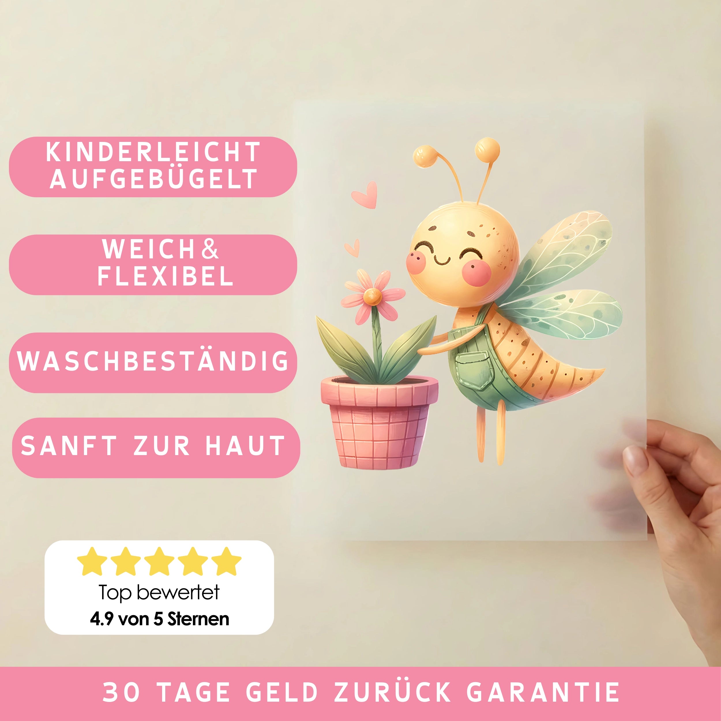 Bügelbild Biene Blütenzauber Sunny