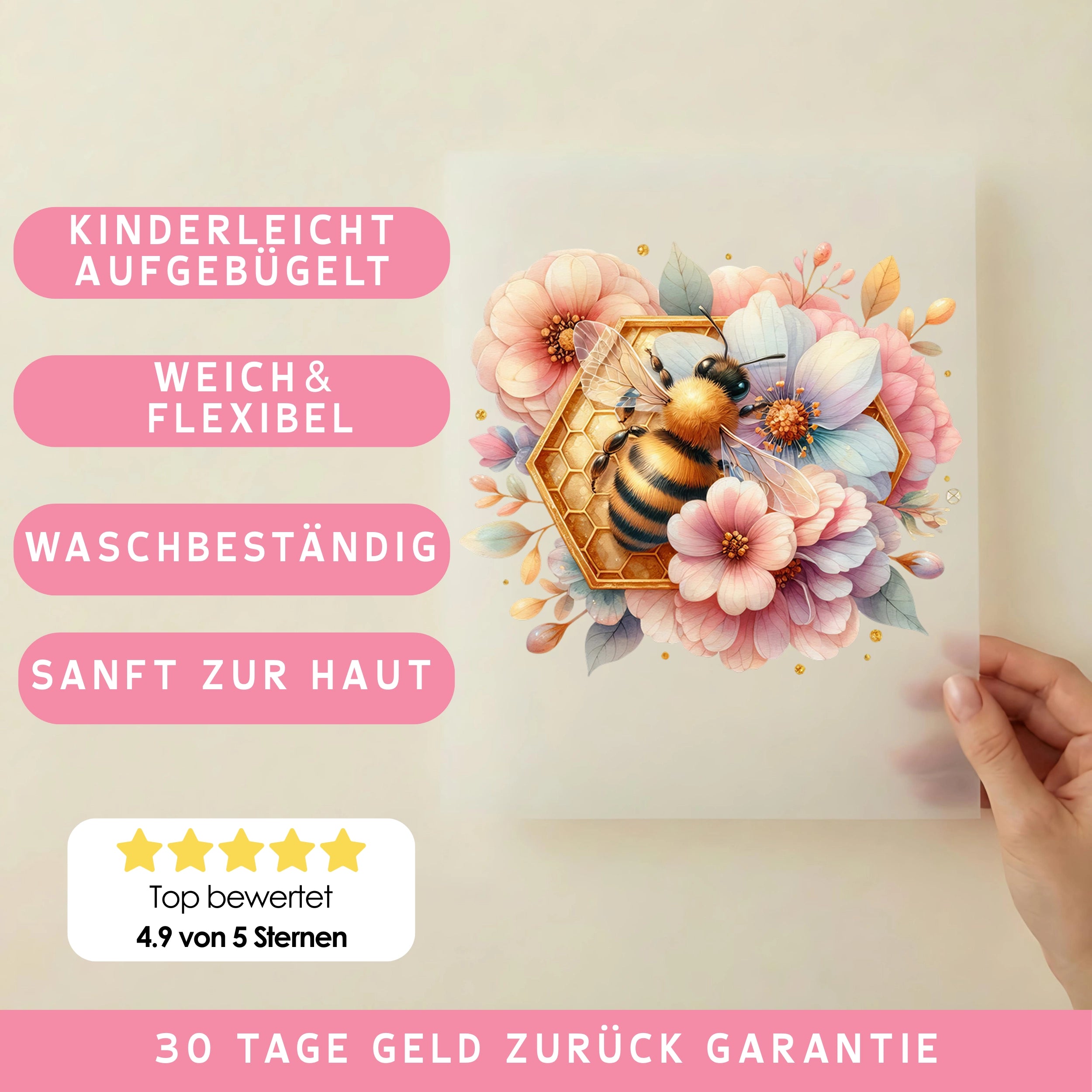 Bügelbild Biene Kleine Honigseele