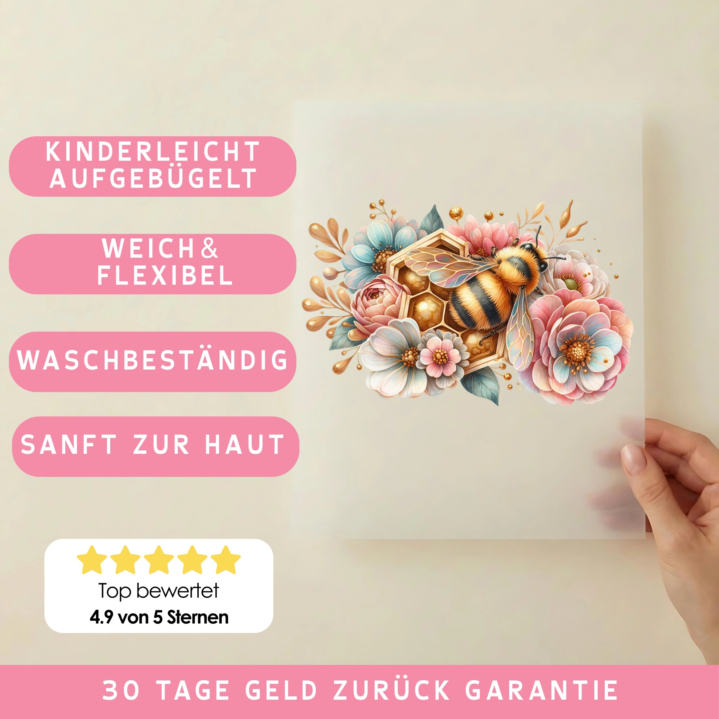 Bügelbild Biene Zauberhafte Honigbotin