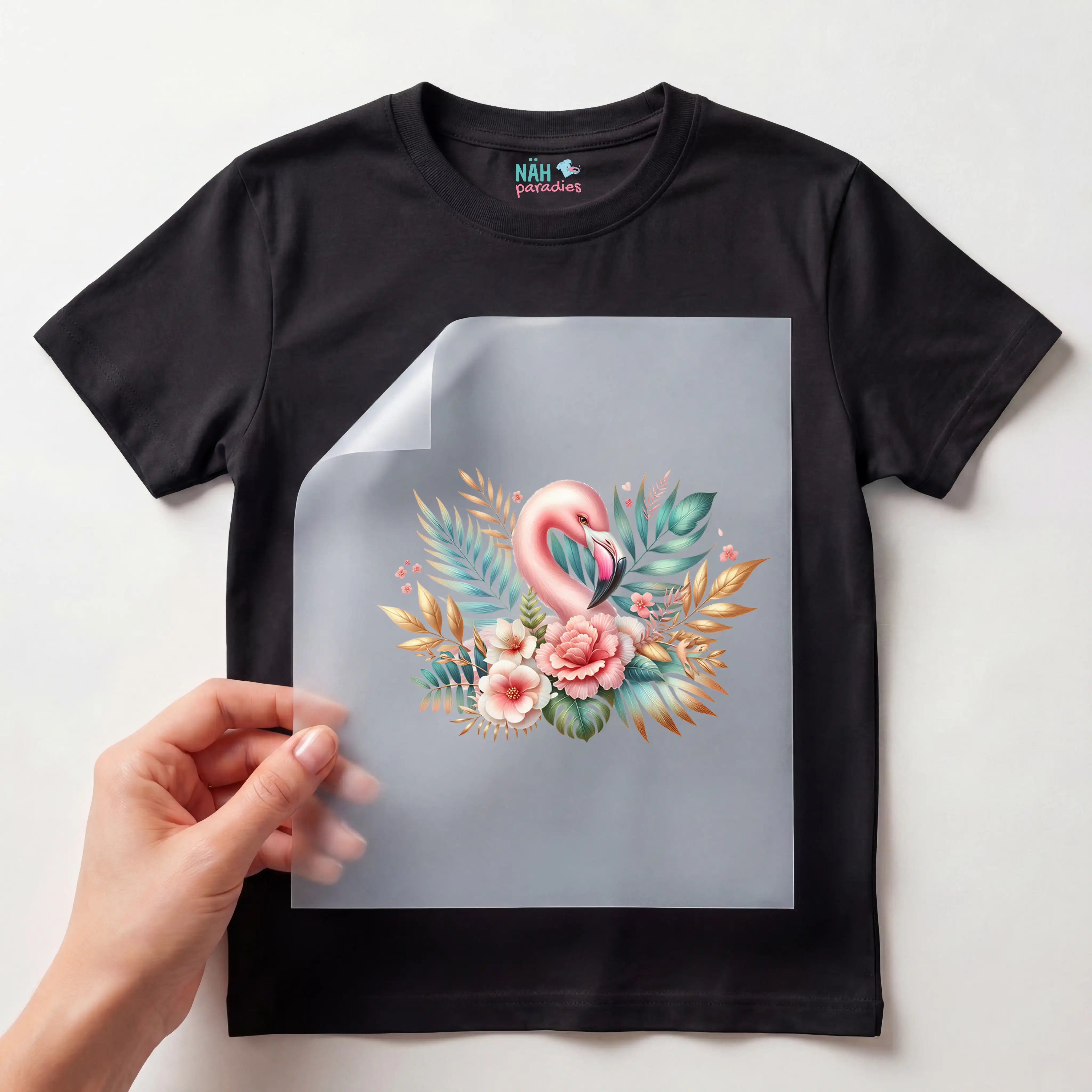 Bügelbild Flamingozauber in Pastell