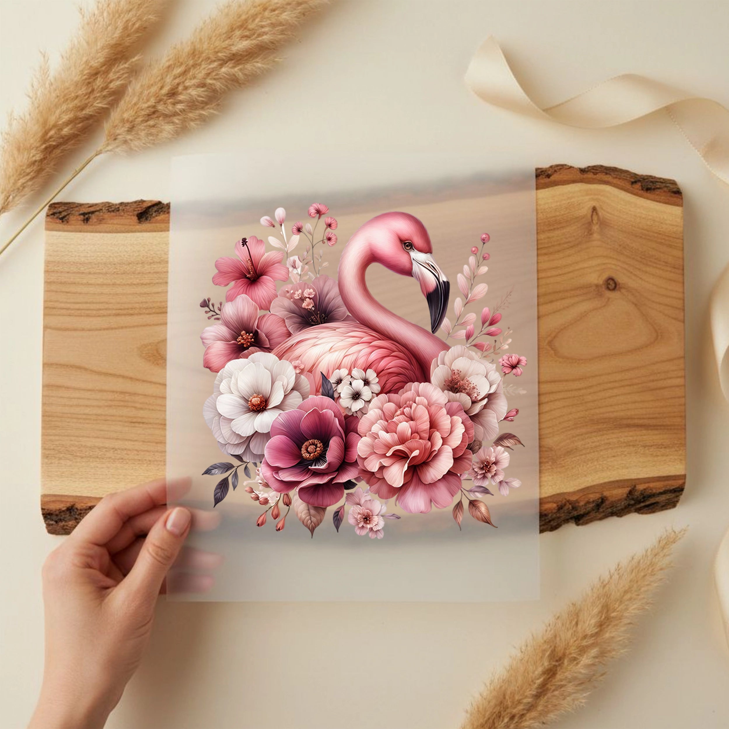 Bügelbild Sanfte Flamingoliebe