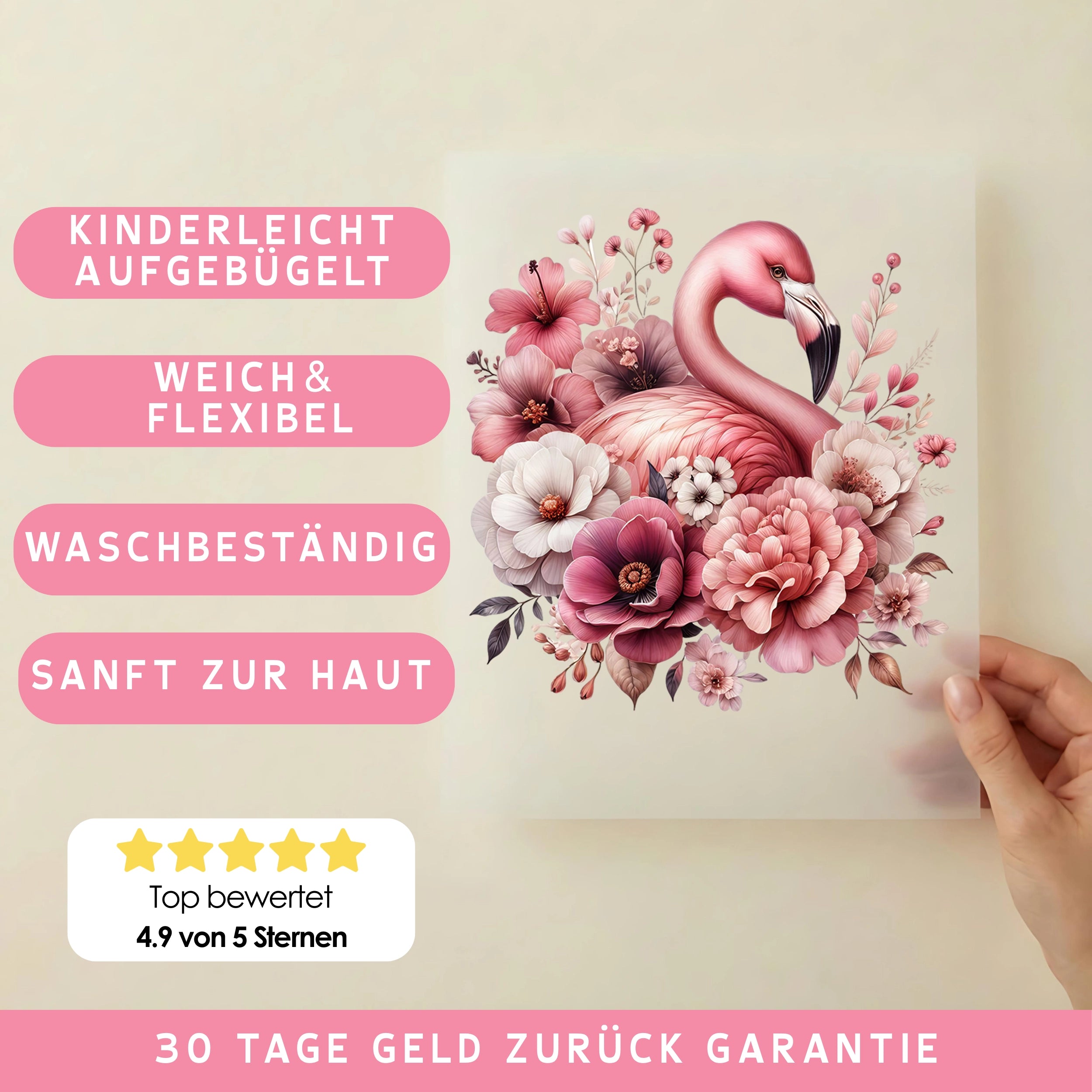 Bügelbild Sanfte Flamingoliebe