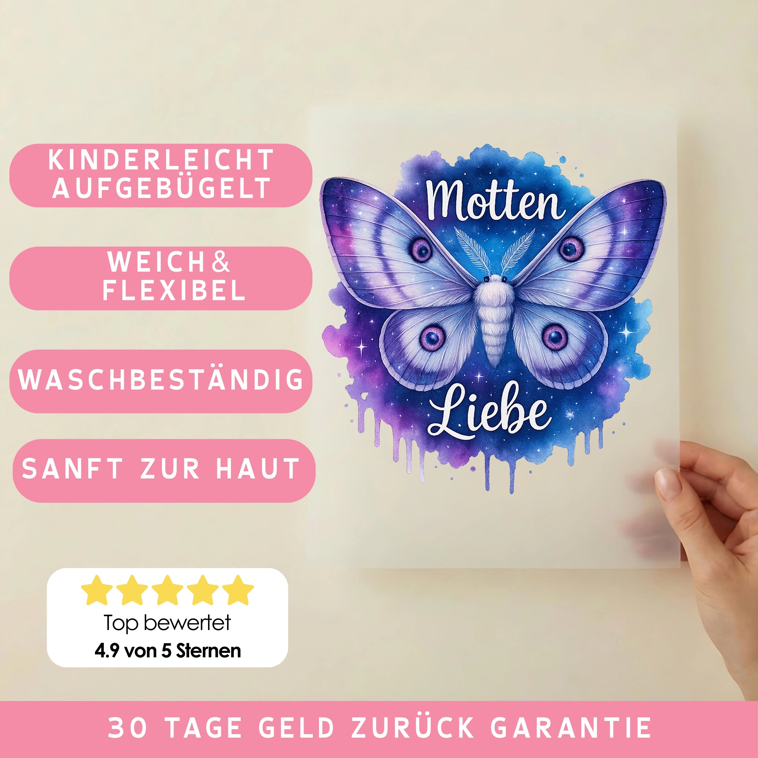 Bügelbild Motten Liebe