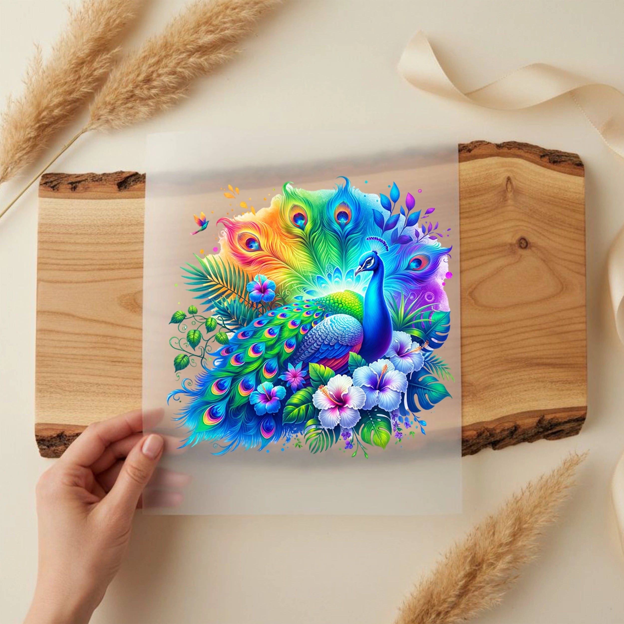 Bügelbild Funkelnder Pfau