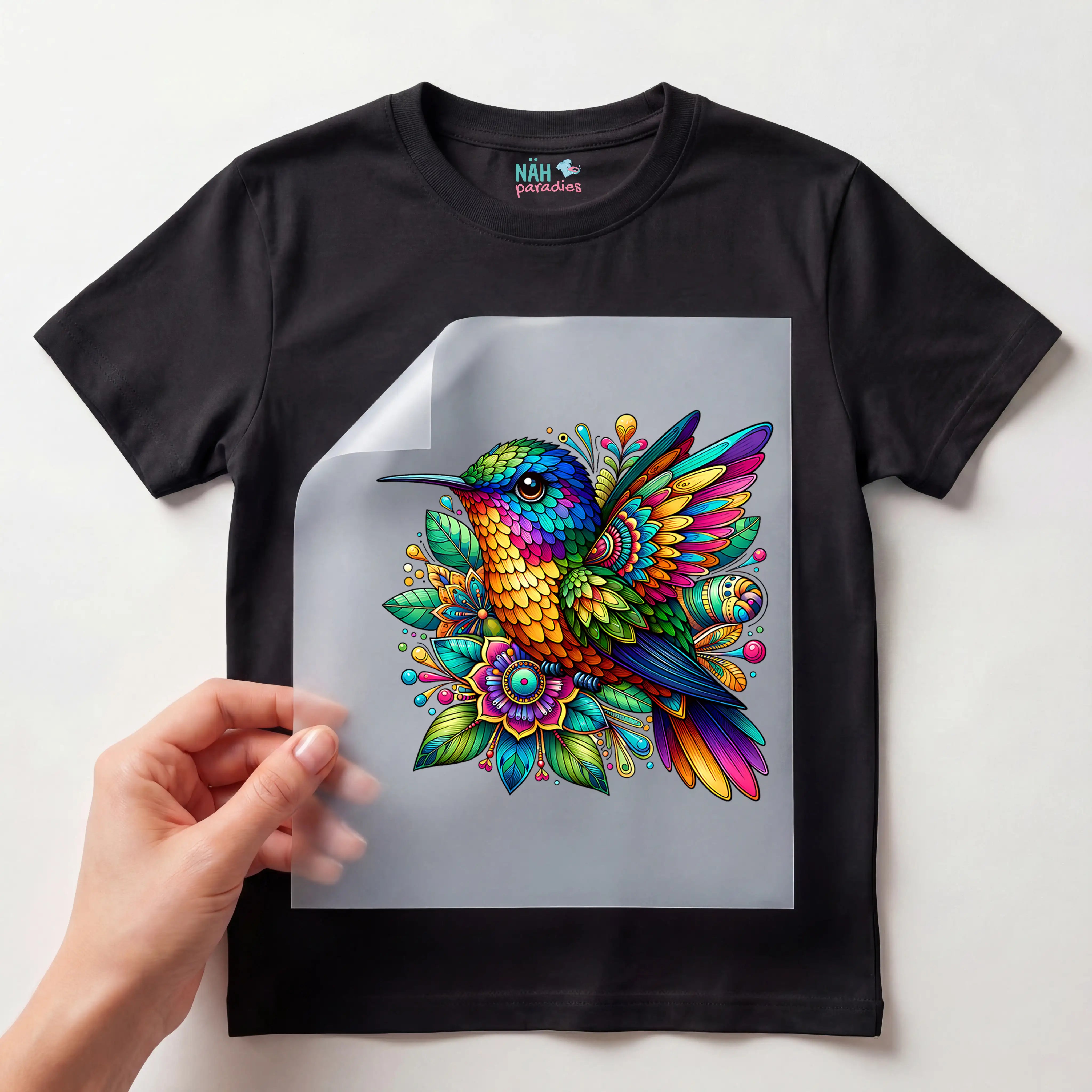 Bügelbild Kolibri Mandala