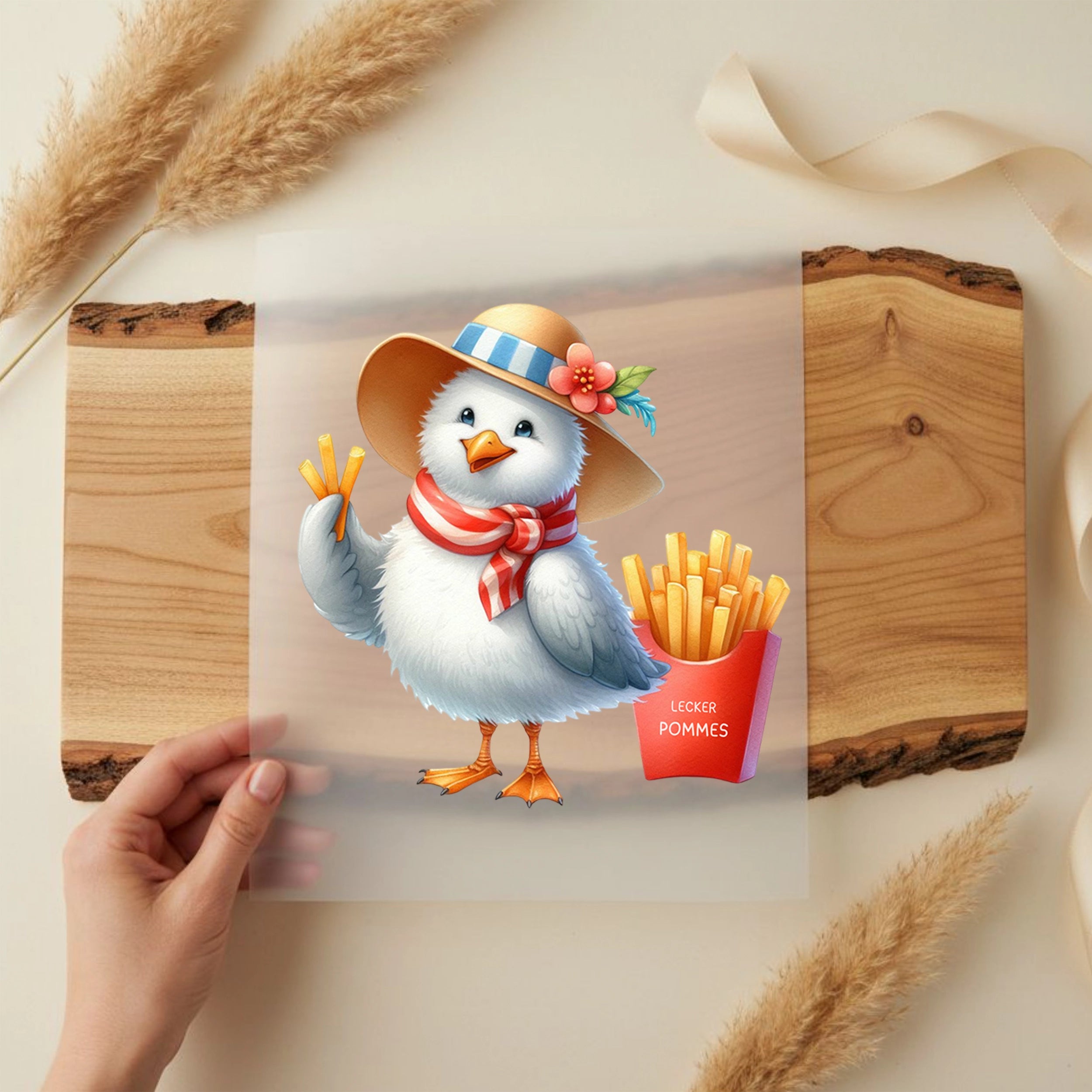 Bügelbild Möwe Pommesdieb