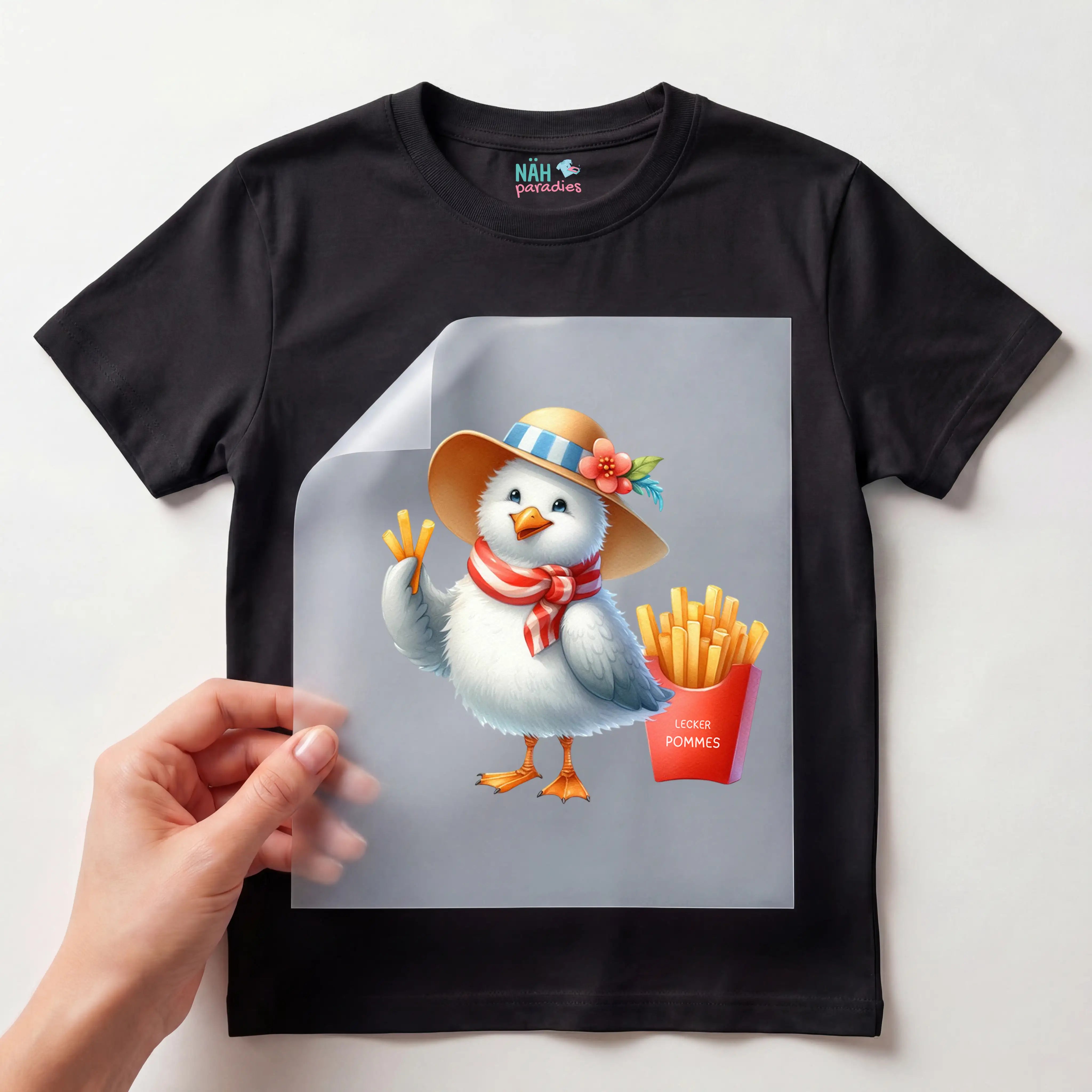 Bügelbild Möwe Pommesdieb