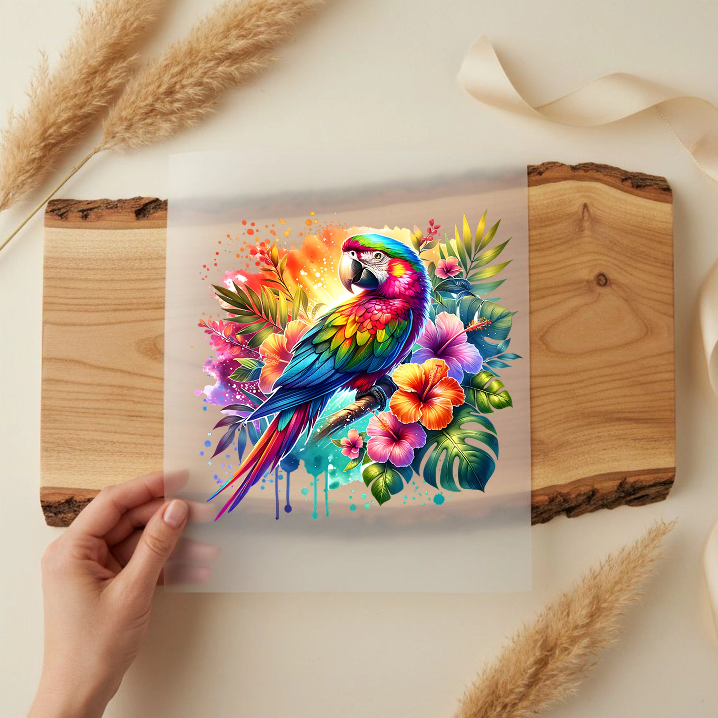 Bügelbild Tikki Papagei