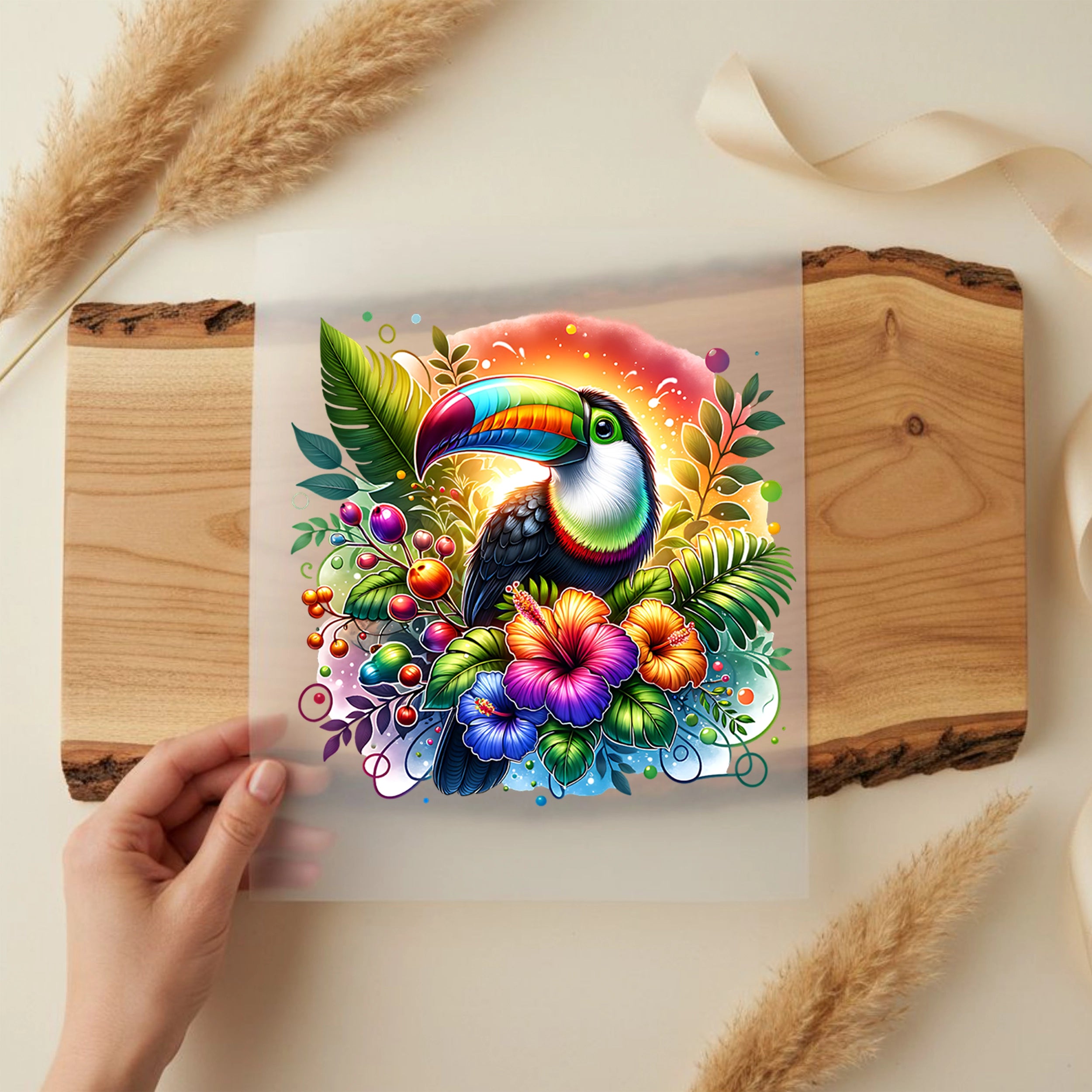 Bügelbild Tukan im Paradies