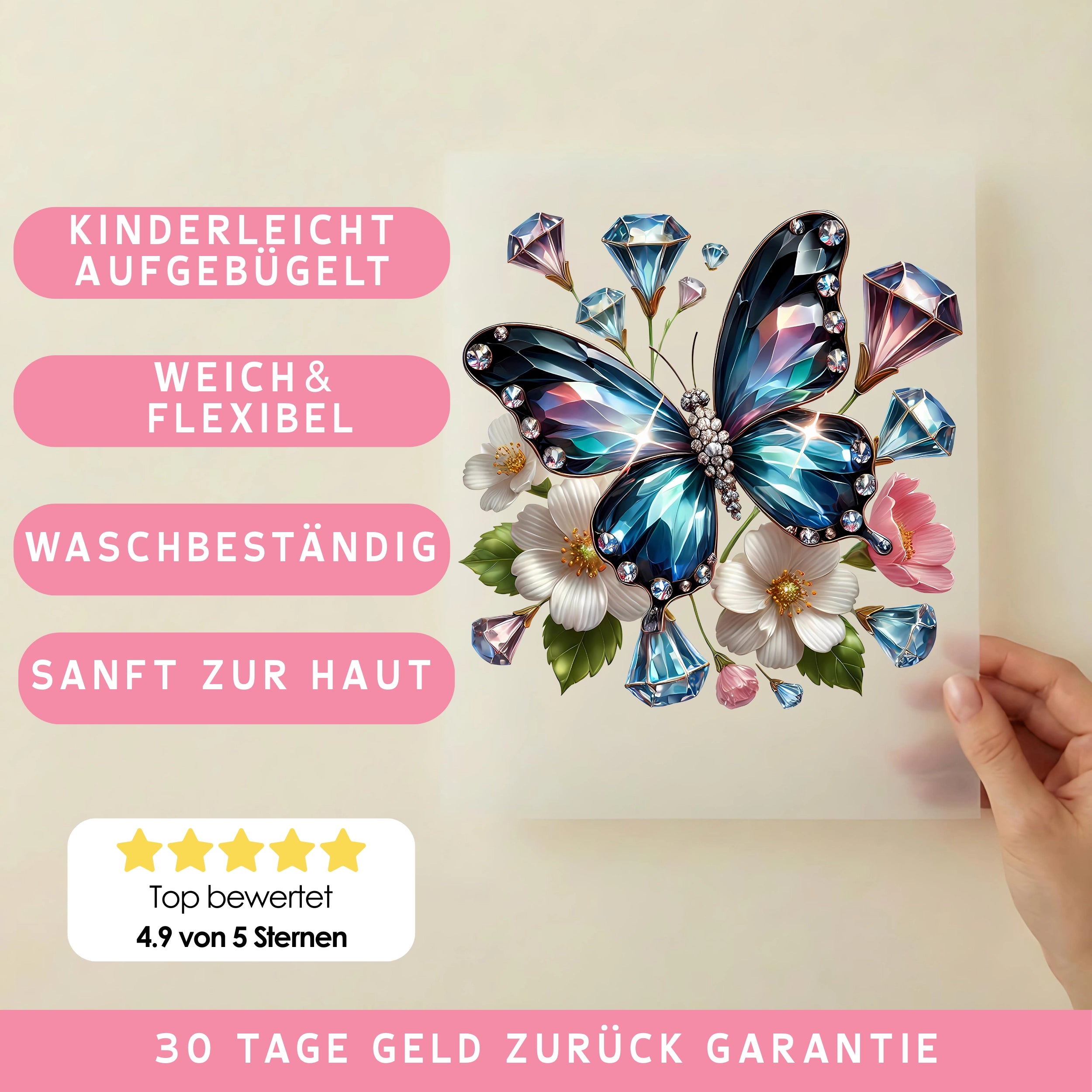 Bügelbild Juwel Schmetterling