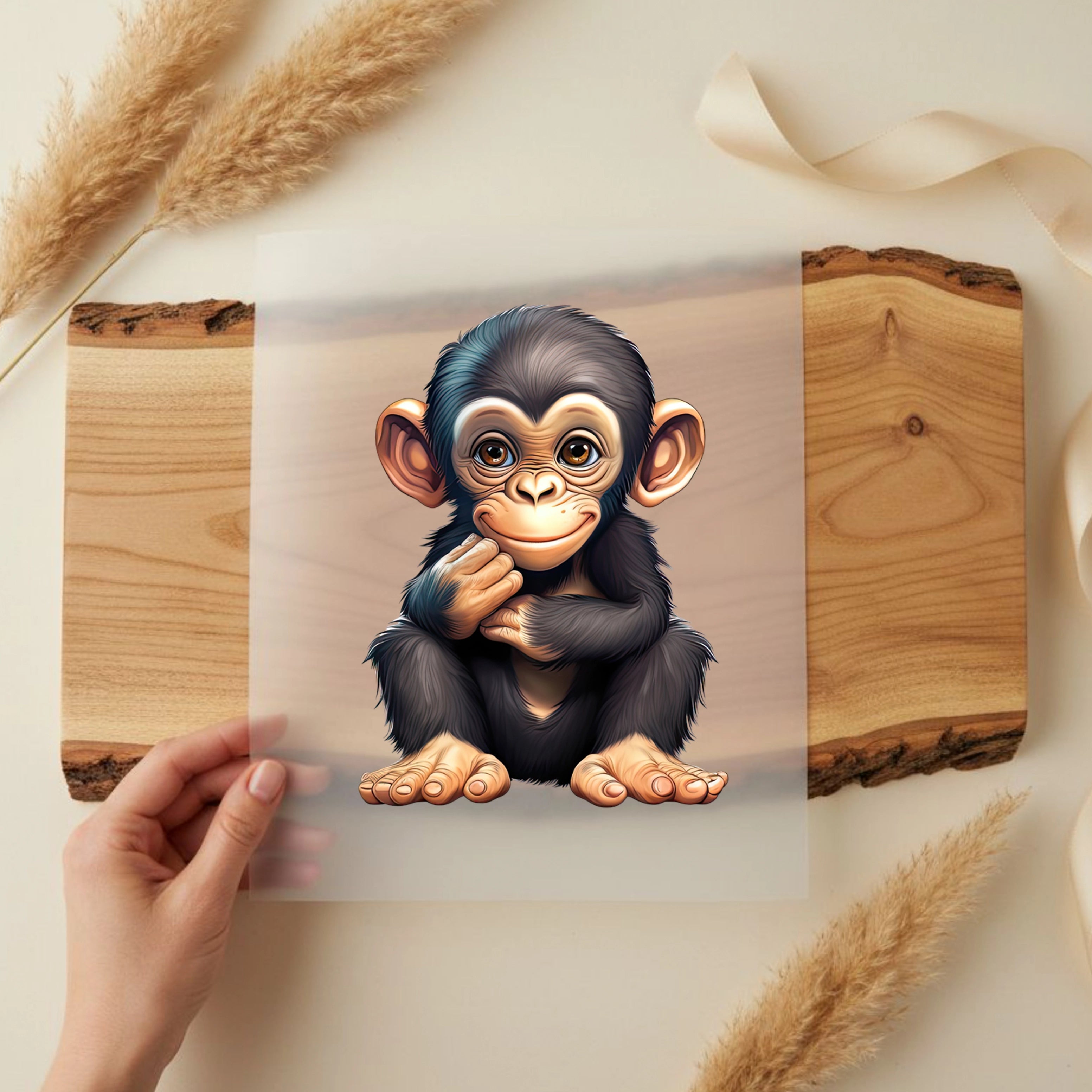 Bügelbild Äffchen Banjo