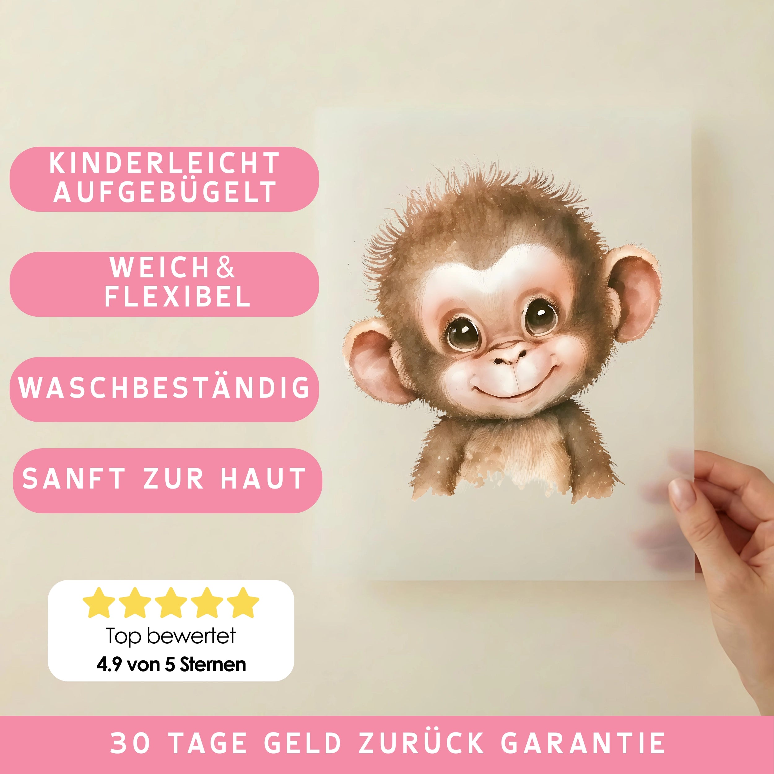 Bügelbild Äffchen Bobby