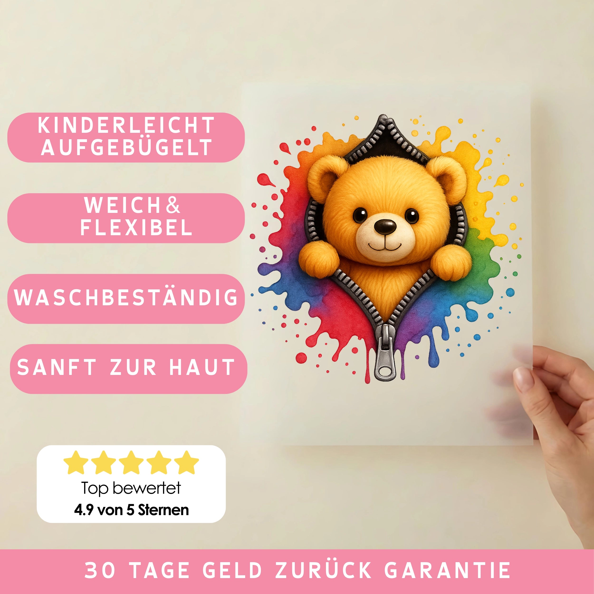 Bügelbild Teddy aus dem Reisverschluss