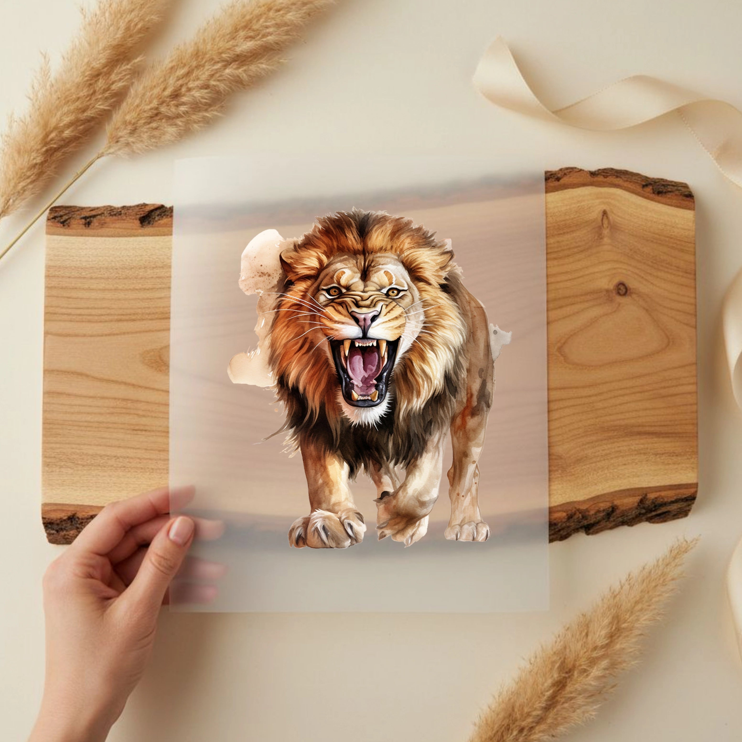Bügelbild Brüllender Löwe