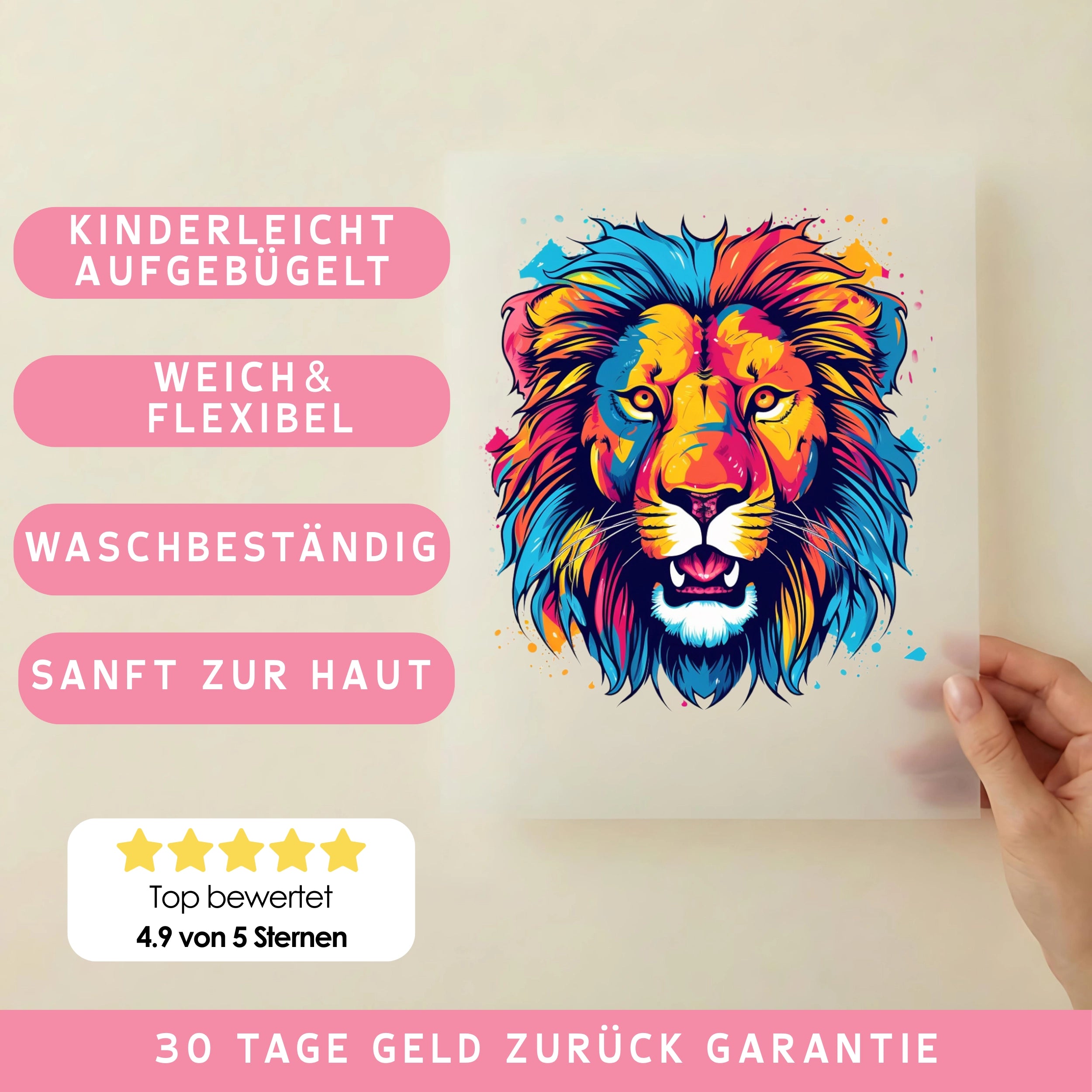 Bügelbild Löwe Arion Bunt