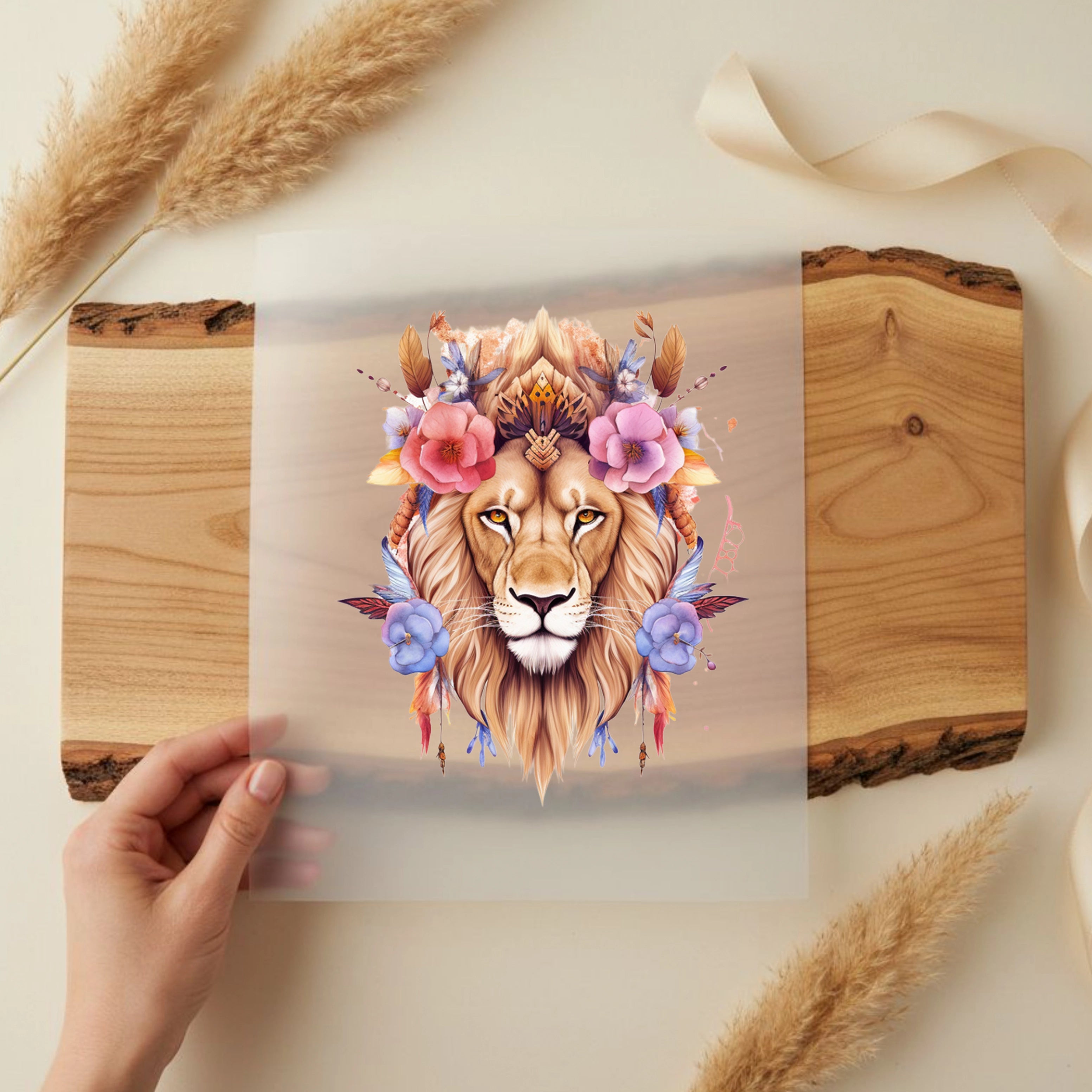 Bügelbild Löwe Flower Zaron