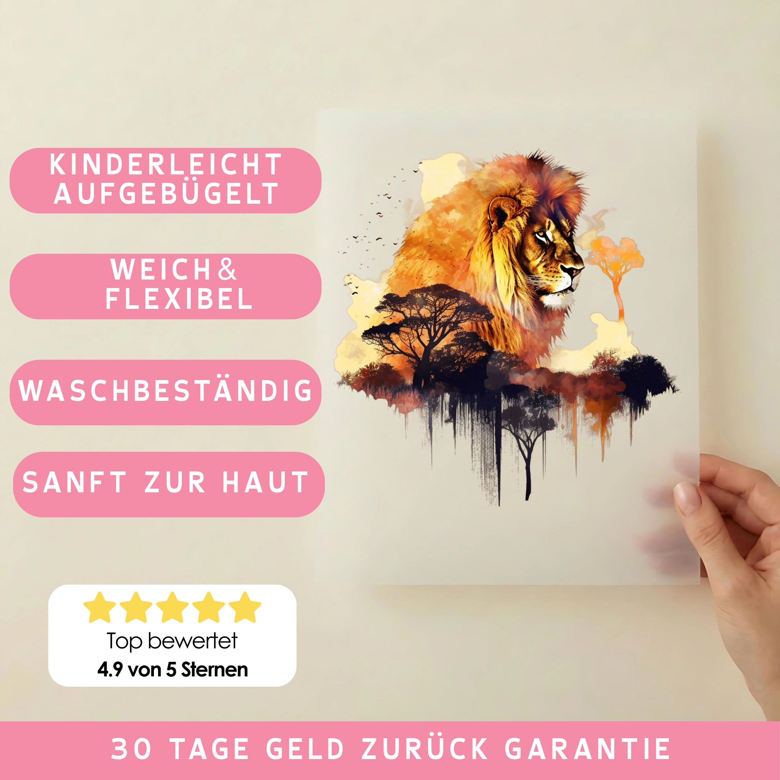 Bügelbild Löwe Safari