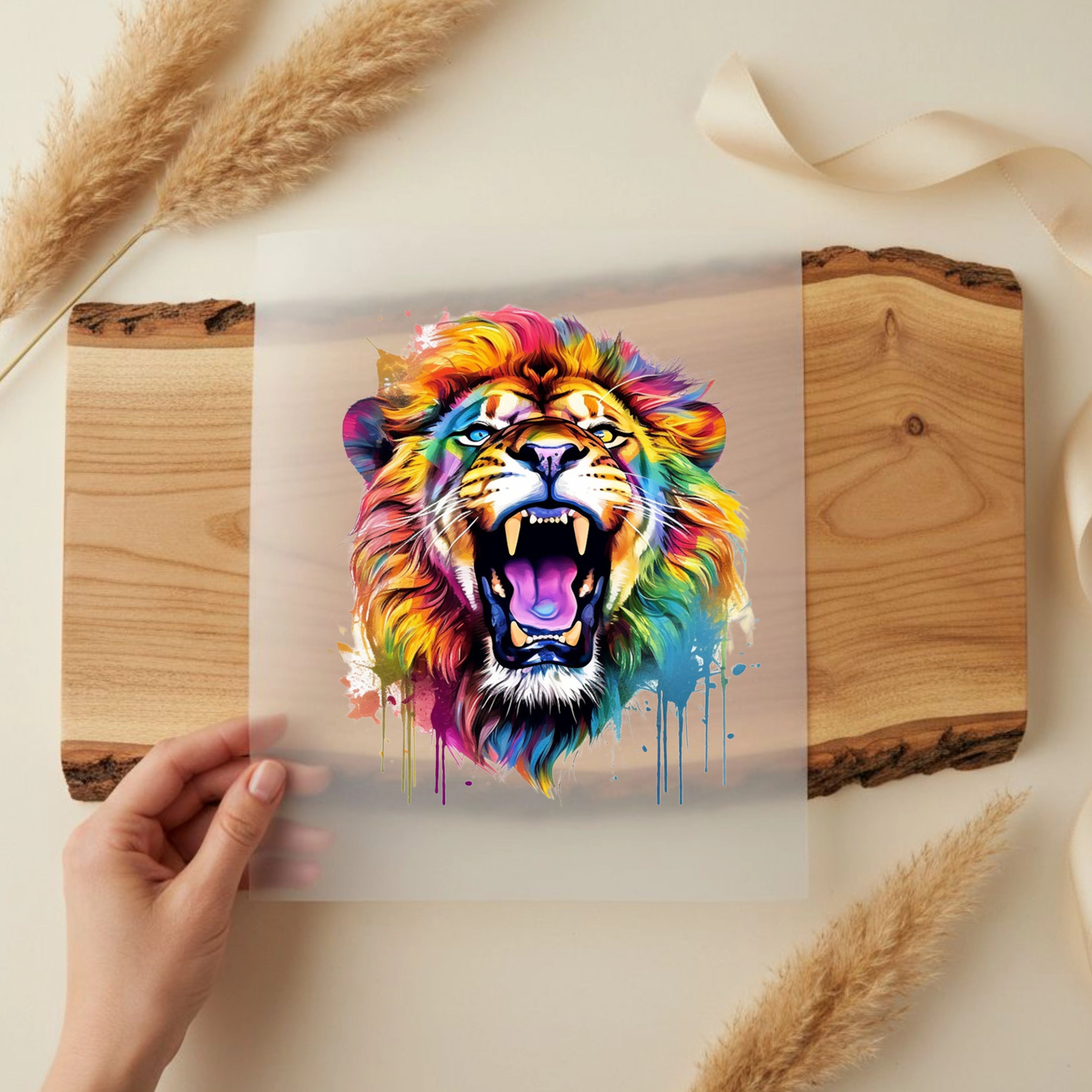 Bügelbild Löwe Splash