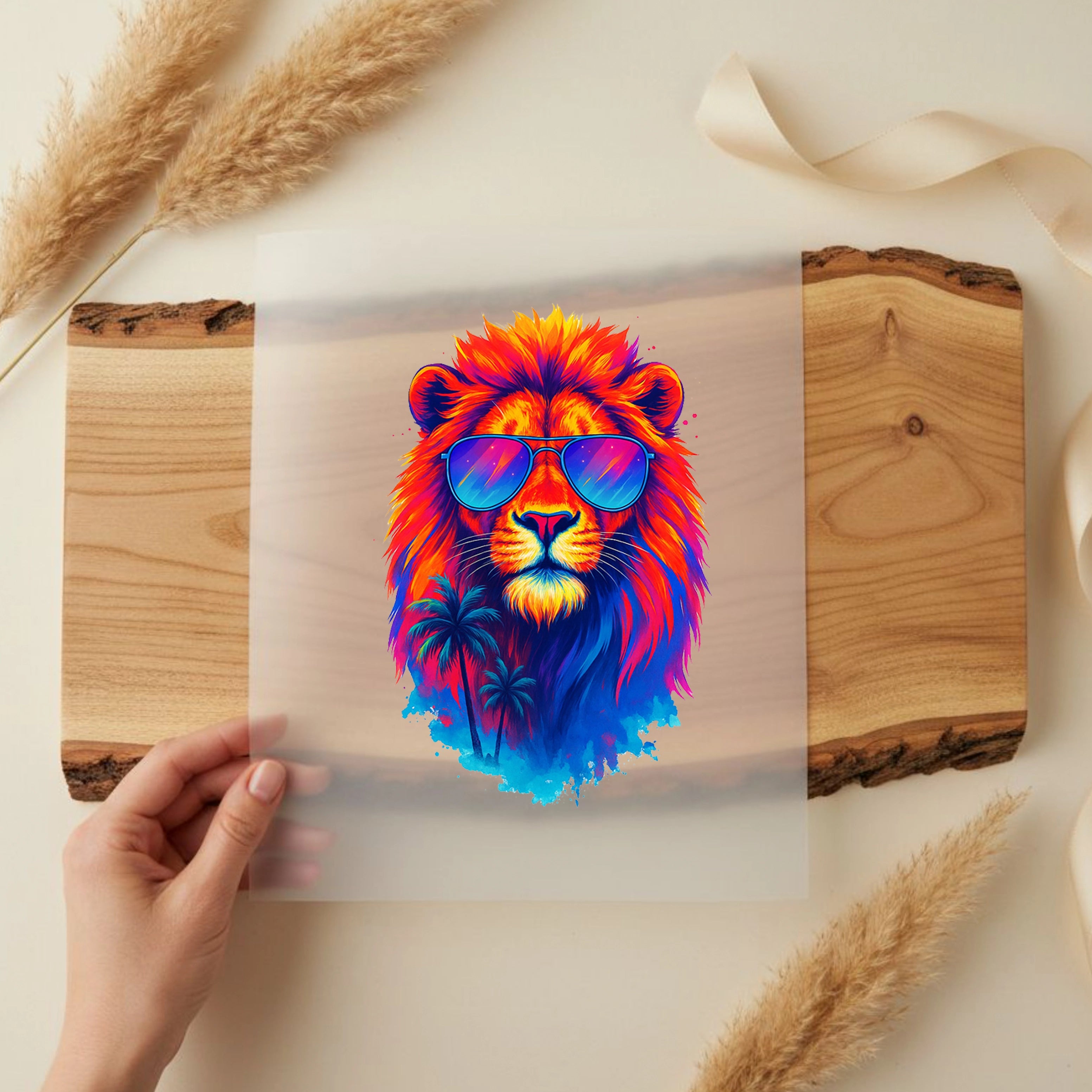 Bügelbild Löwe im Urlaubsfieber