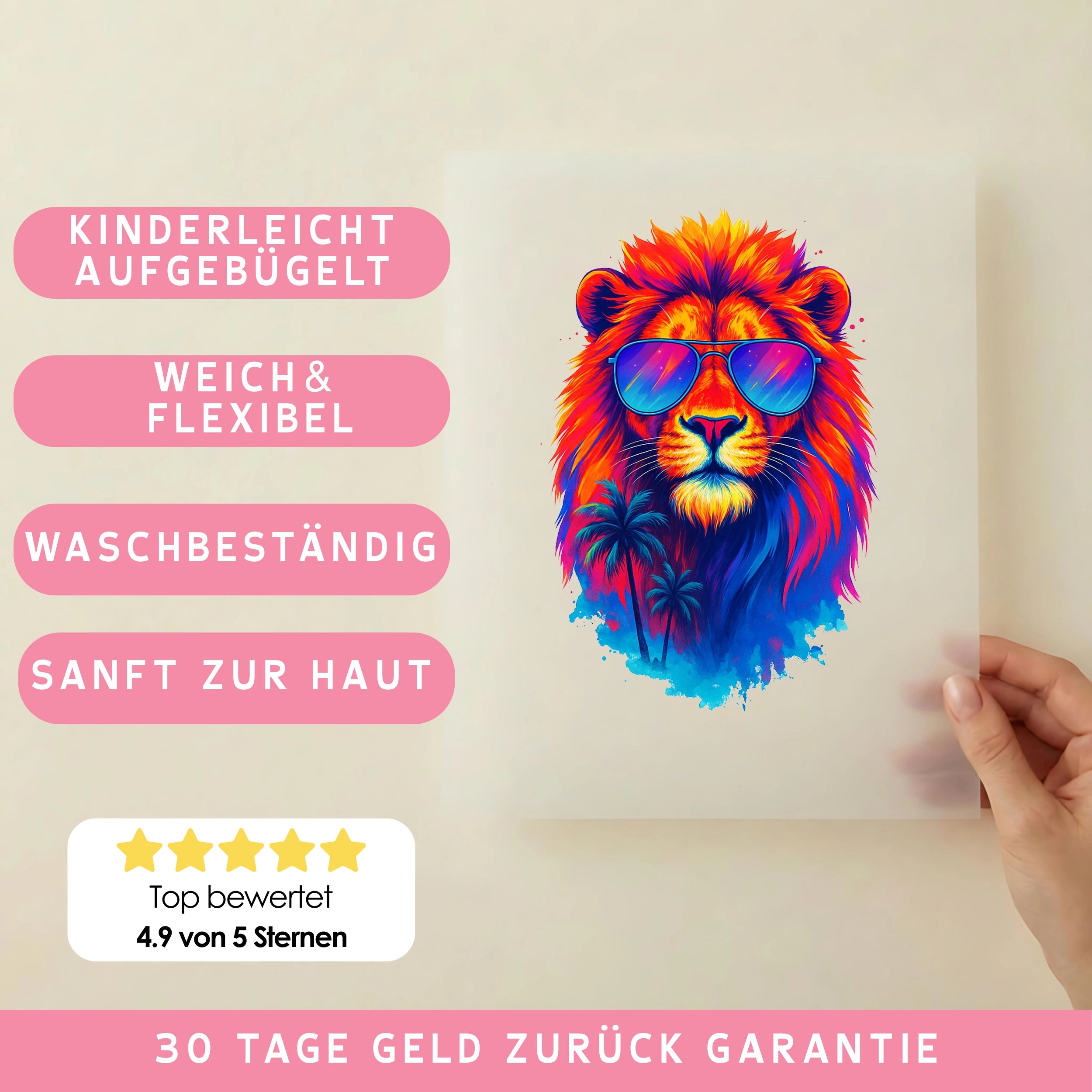 Bügelbild Löwe im Urlaubsfieber
