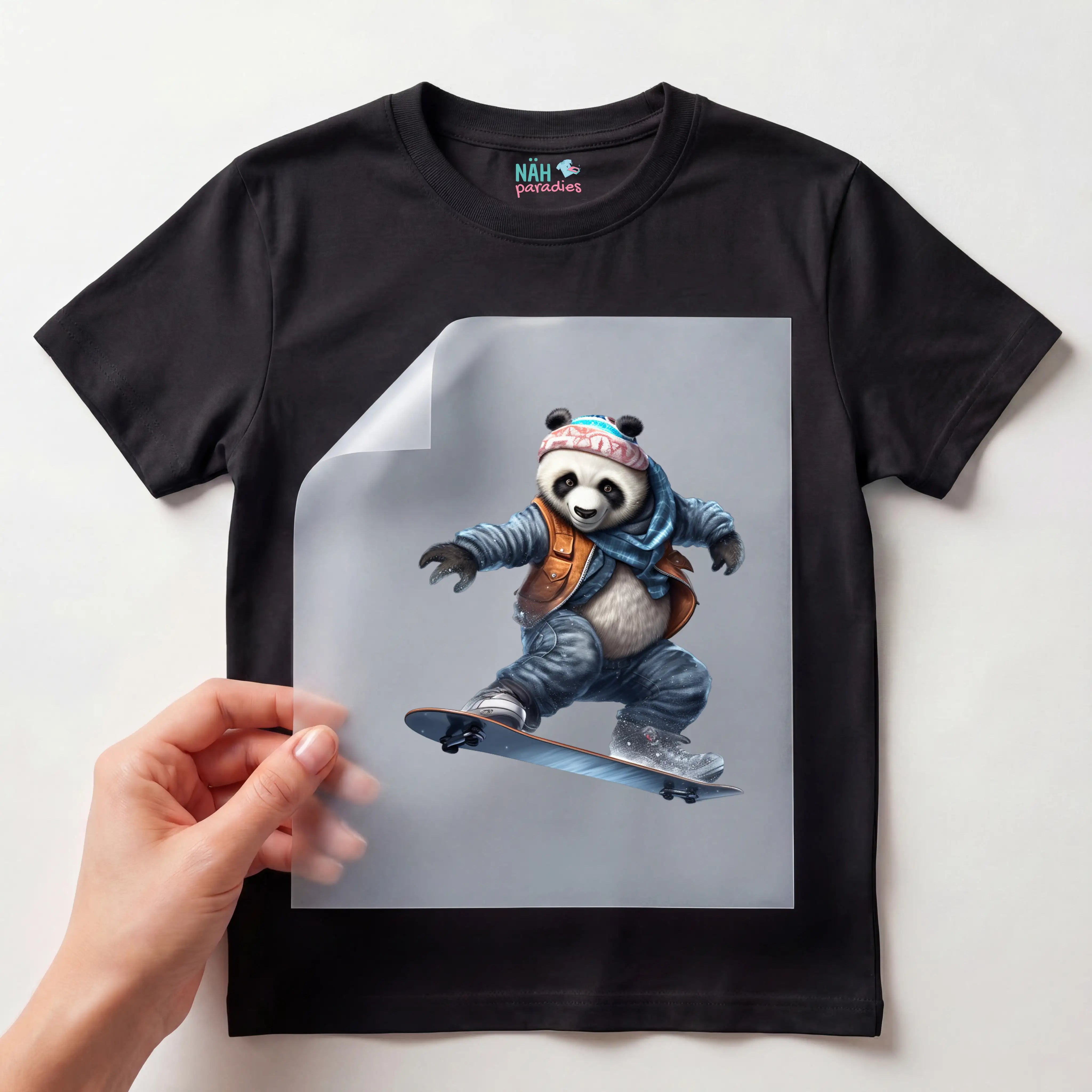 Bügelbild Panda Skater