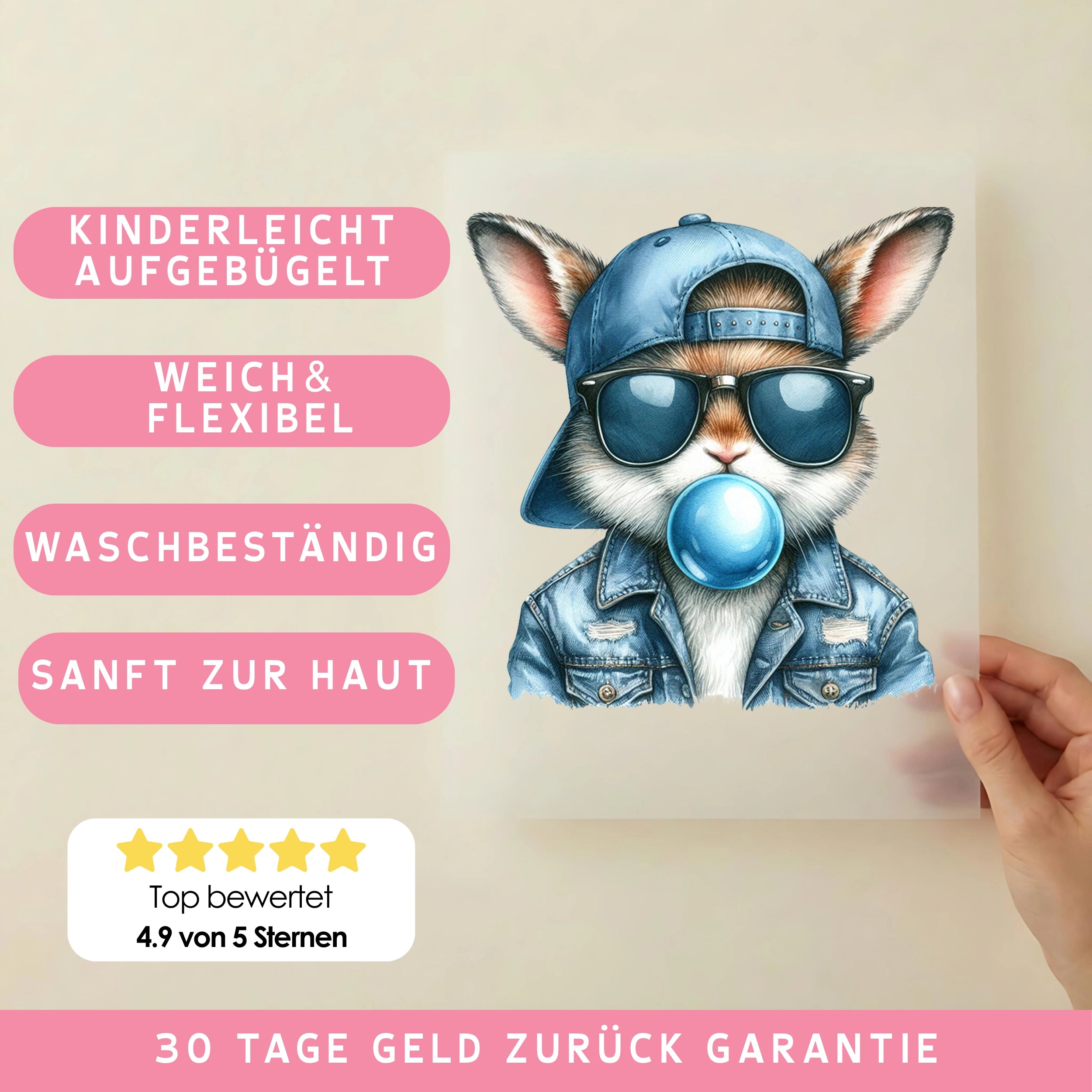 Bügelbild Bubble gum Hase