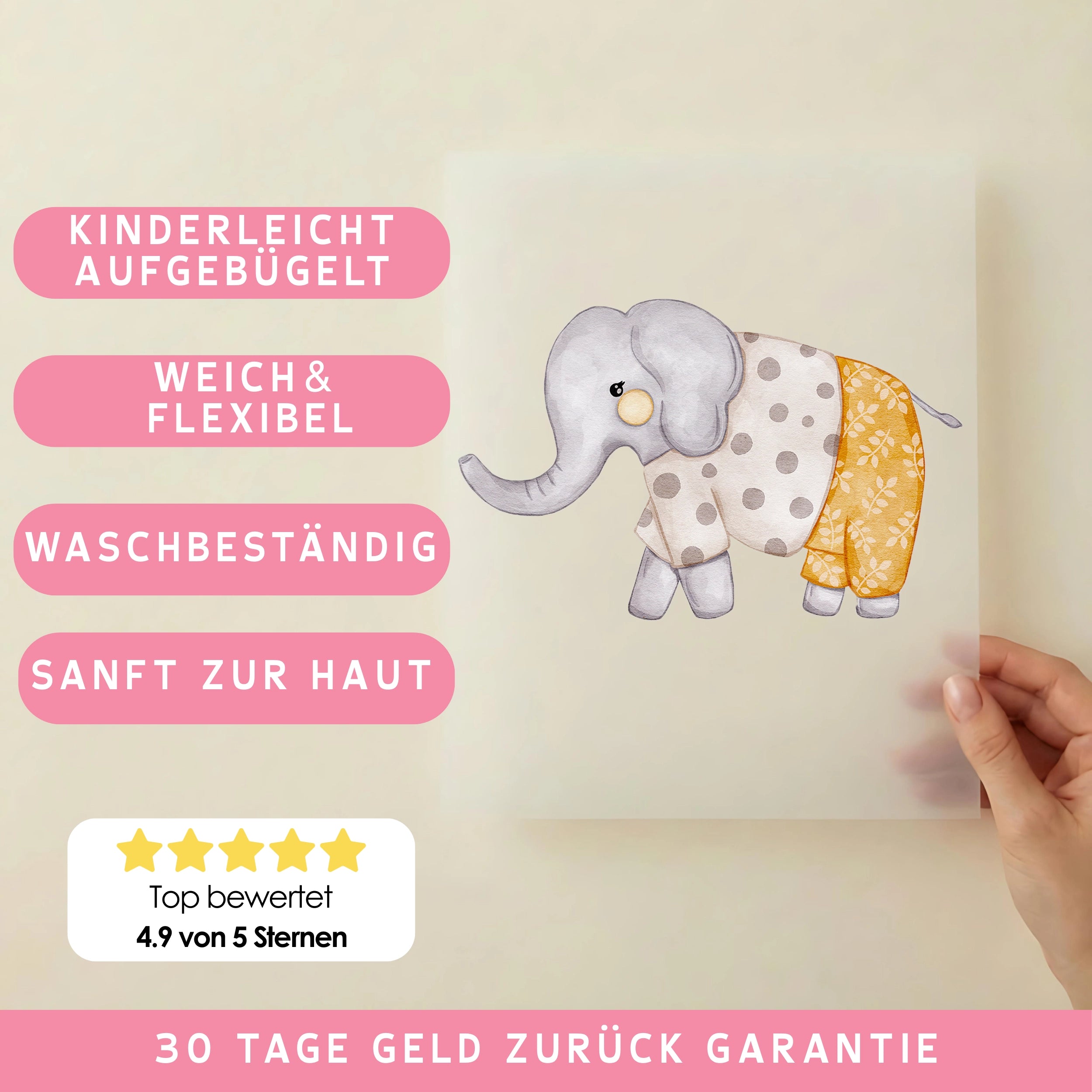 Bügelbild Pyjama Party Elefant